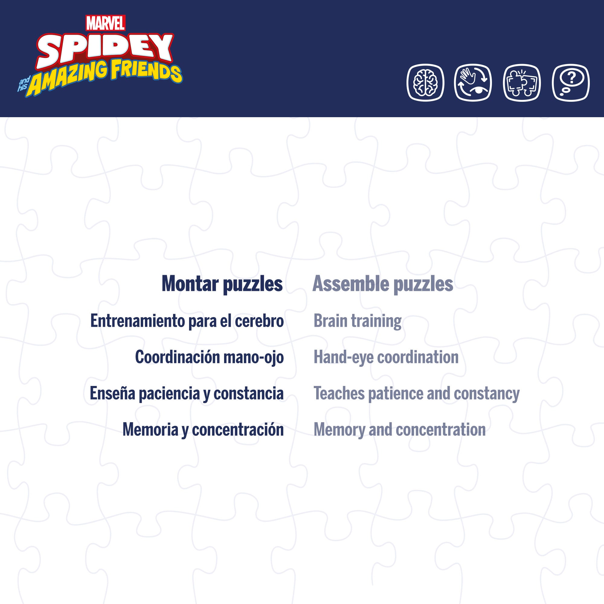 Spidey y su superequipo Puzzle doble cara para colorear 24 piezas XL