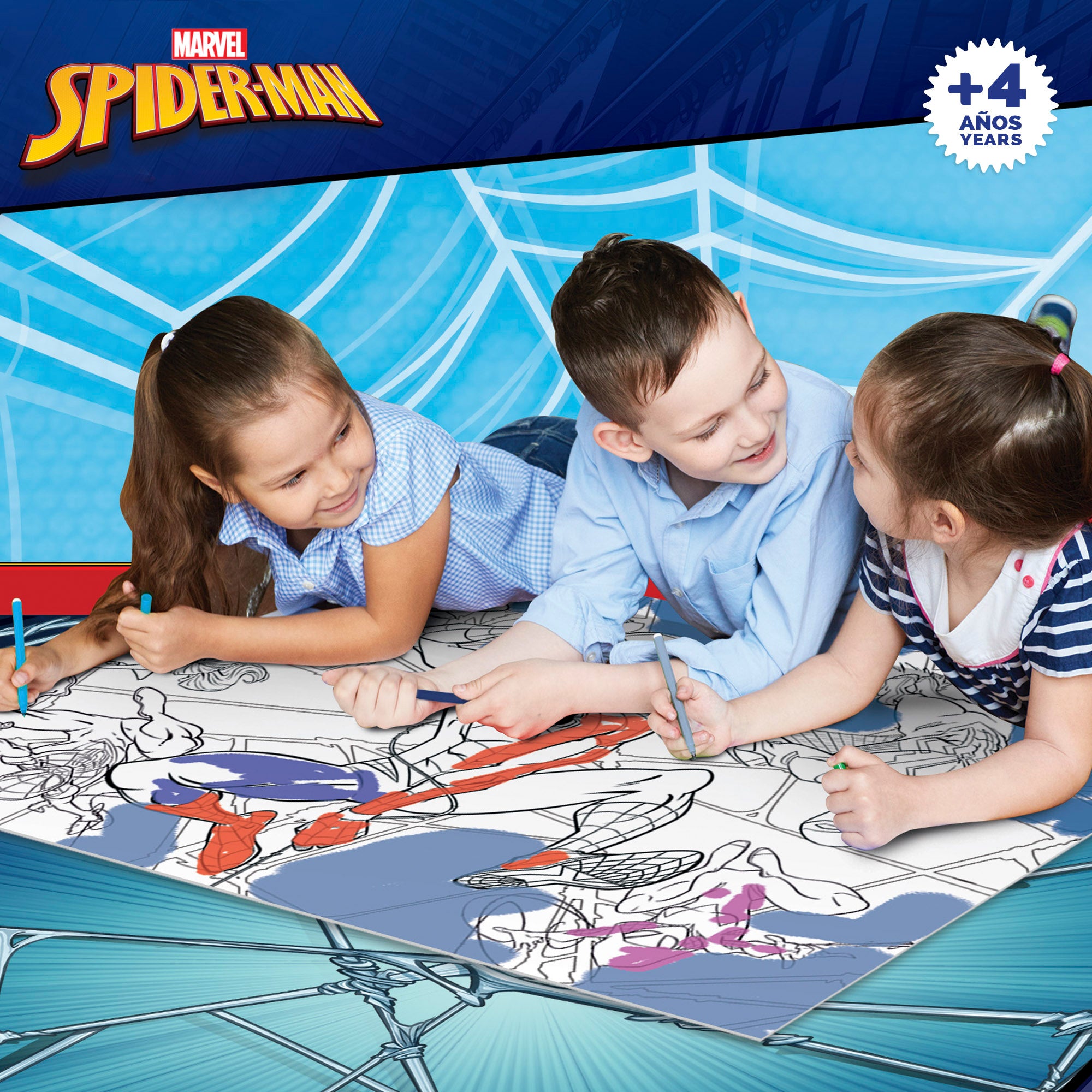 Marvel Spider-Man Puzzle doble cara para colorear 60 piezas grandes
