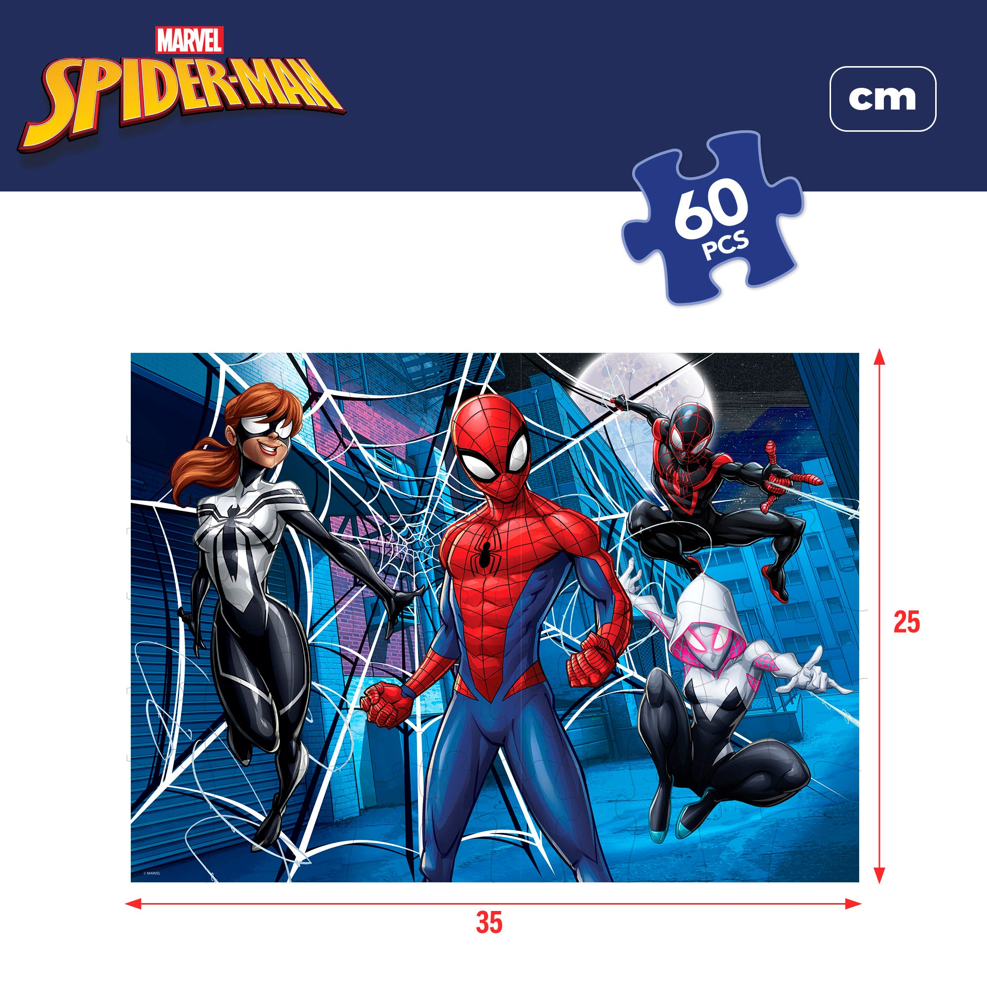Marvel Spider-Man Puzzle doble cara para colorear 60 piezas grandes