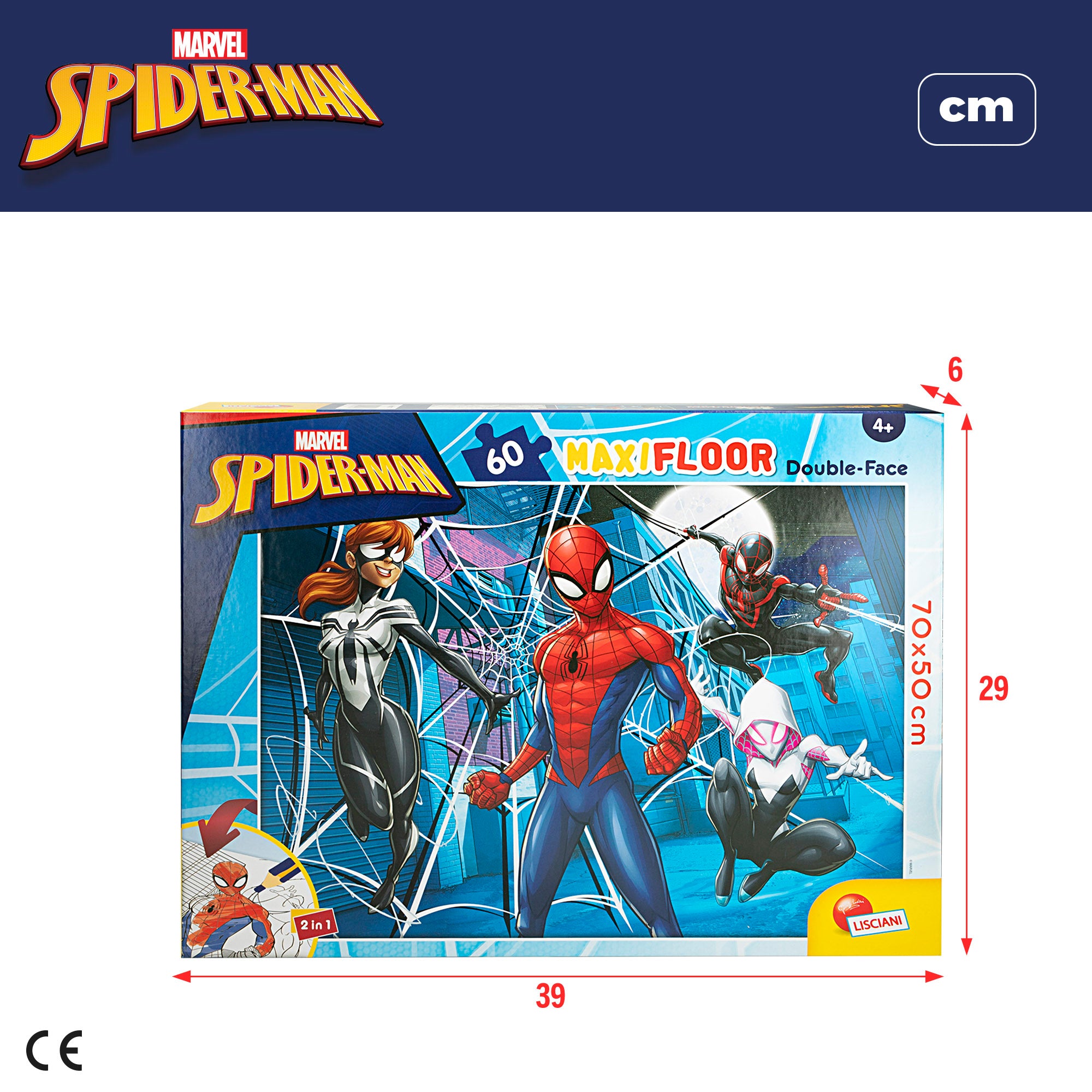 Marvel Spider-Man Puzzle doble cara para colorear 60 piezas grandes