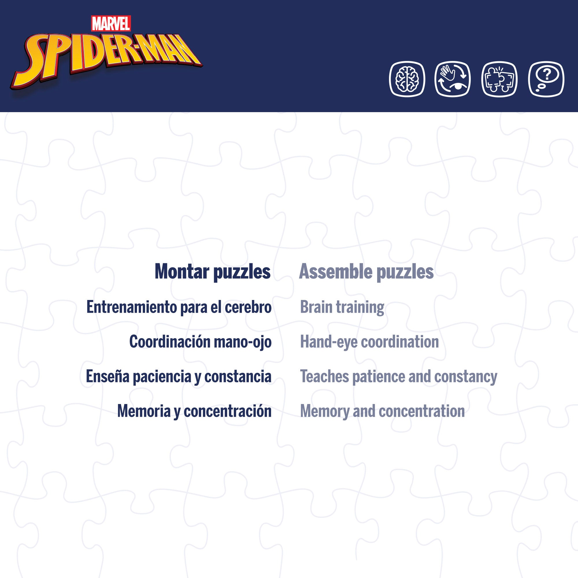 Marvel Spider-Man Puzzle doble cara para colorear 60 piezas grandes