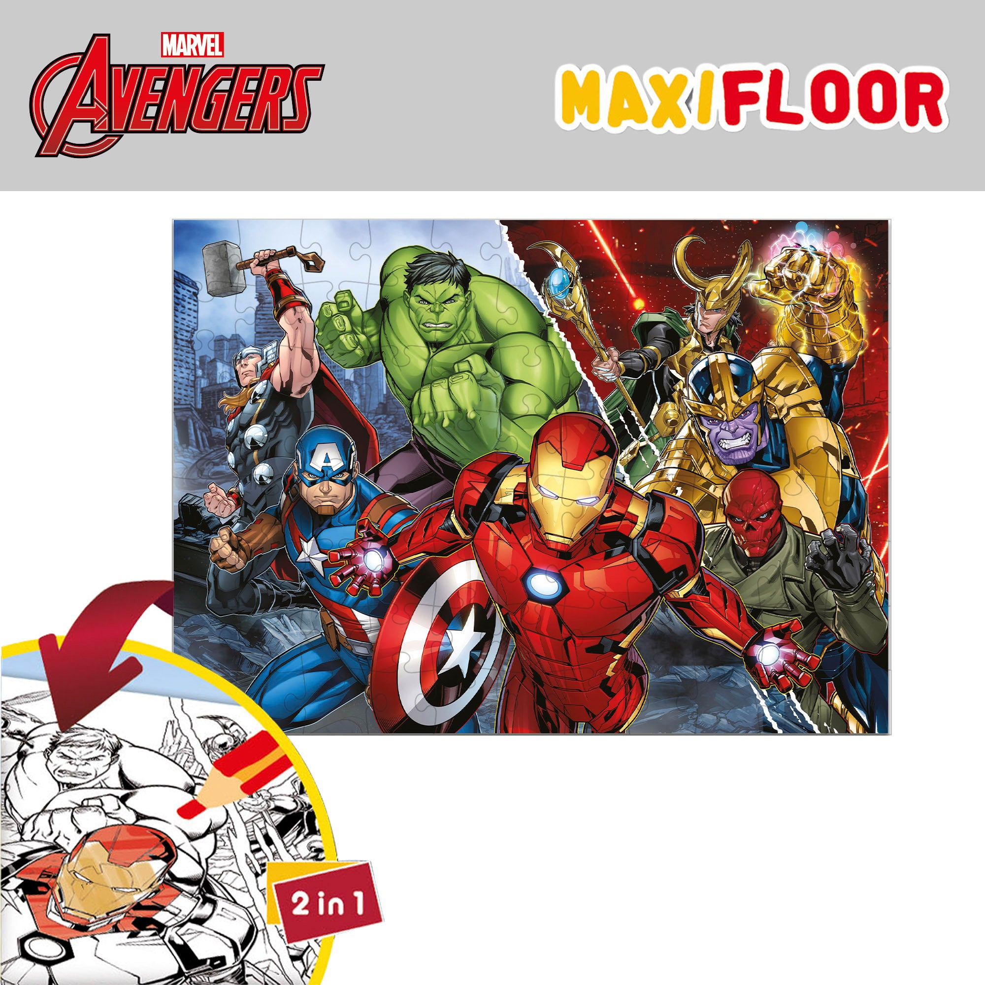 Avengers Puzzle doble cara para colorear 108 piezas