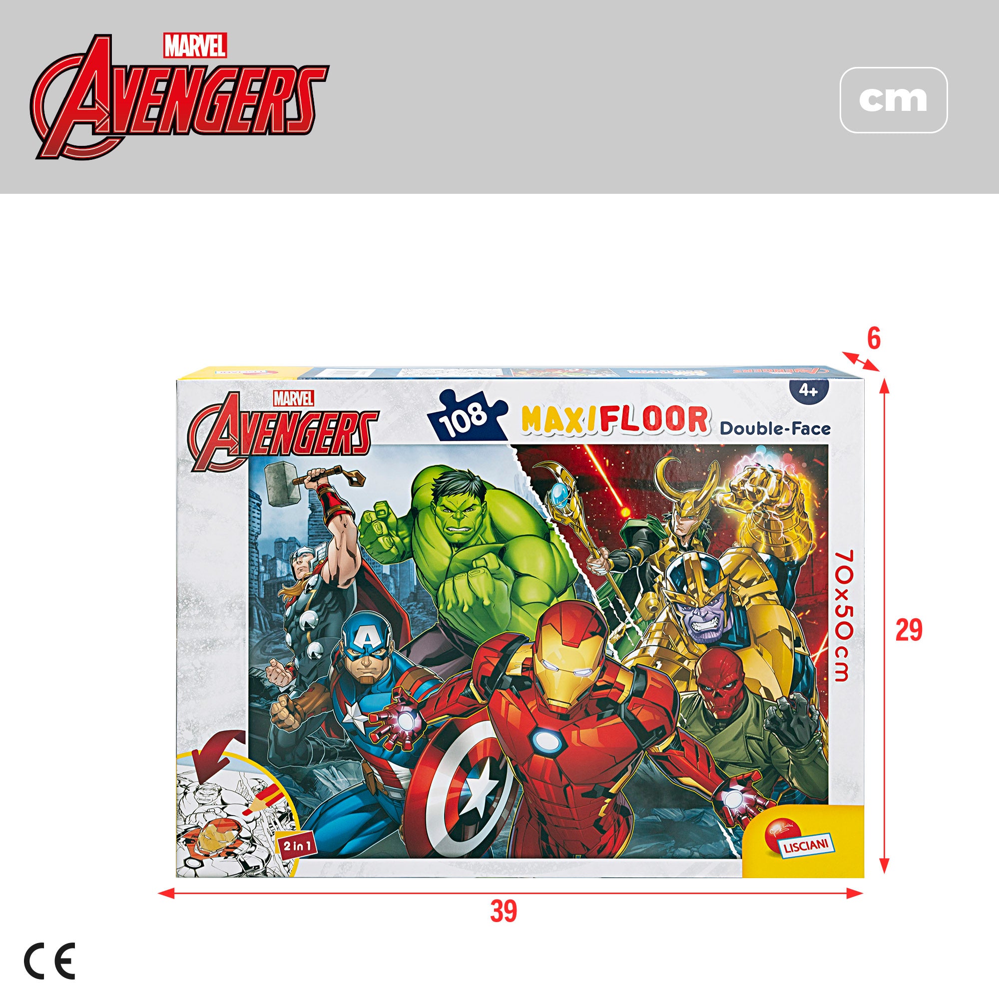 Avengers Puzzle doble cara para colorear 108 piezas