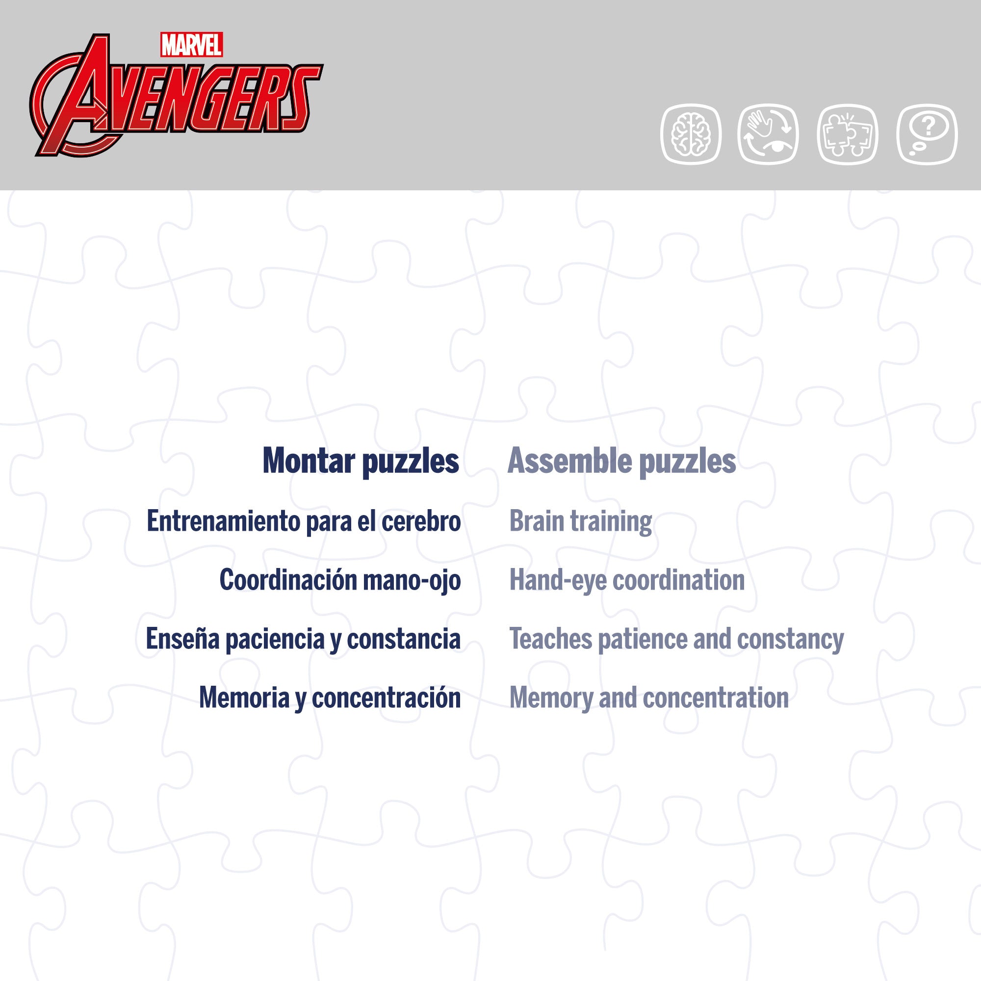 Avengers Puzzle doble cara para colorear 108 piezas