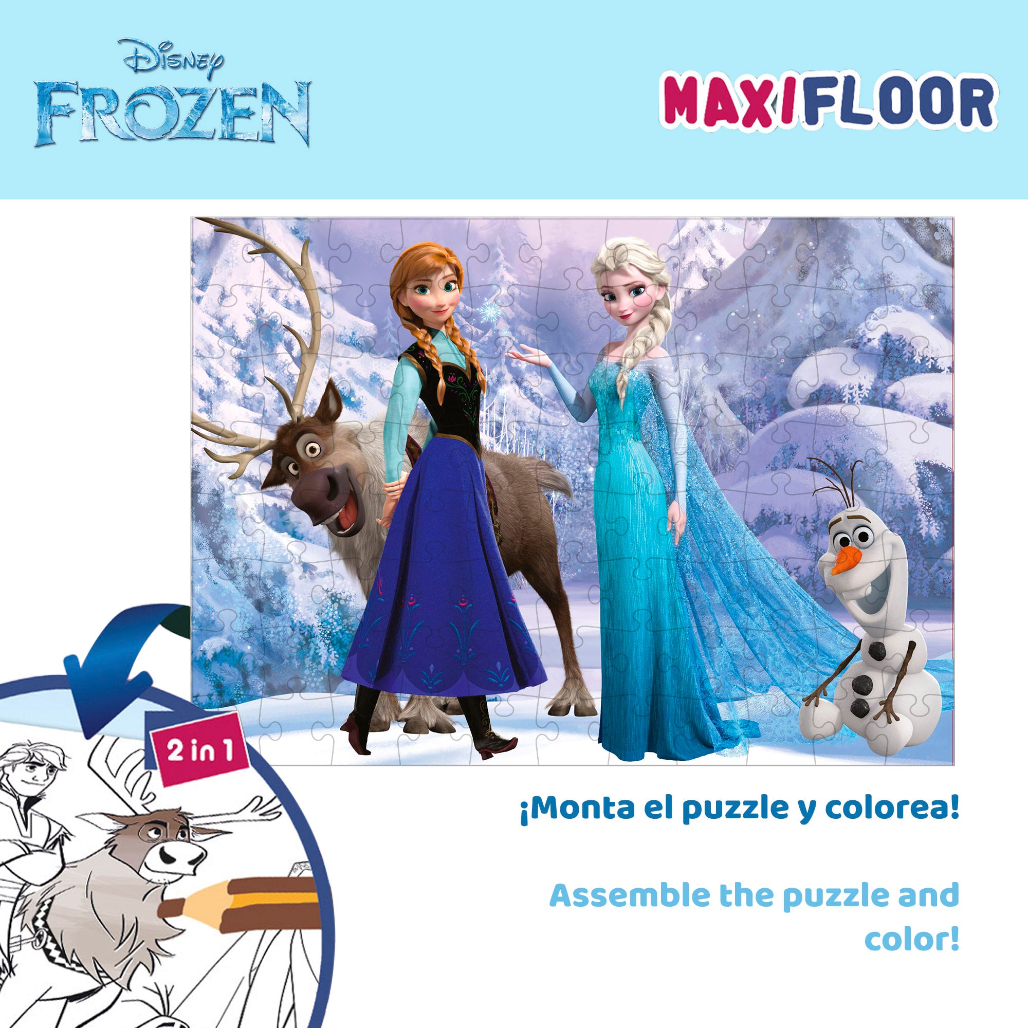 Disney Frozen Puzzle doble cara para colorear 108 piezas