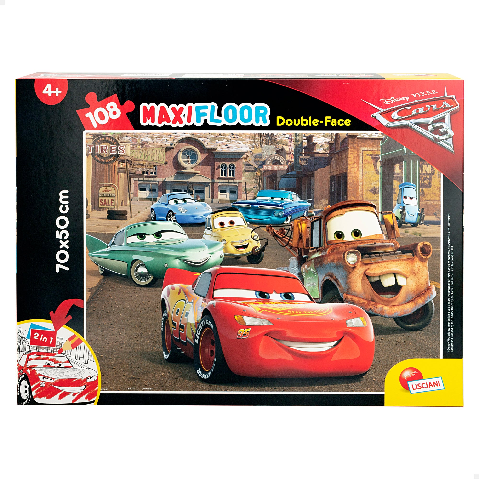 Disney Cars Puzzle doble cara para colorear 108 piezas