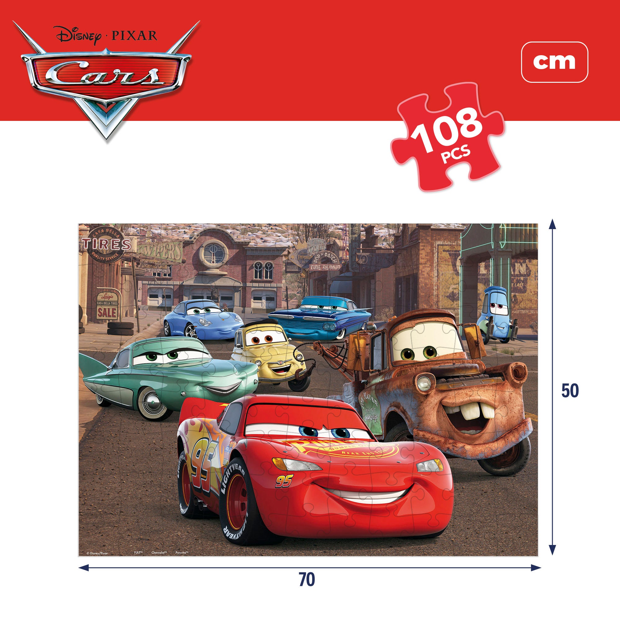 Disney Cars Puzzle doble cara para colorear 108 piezas
