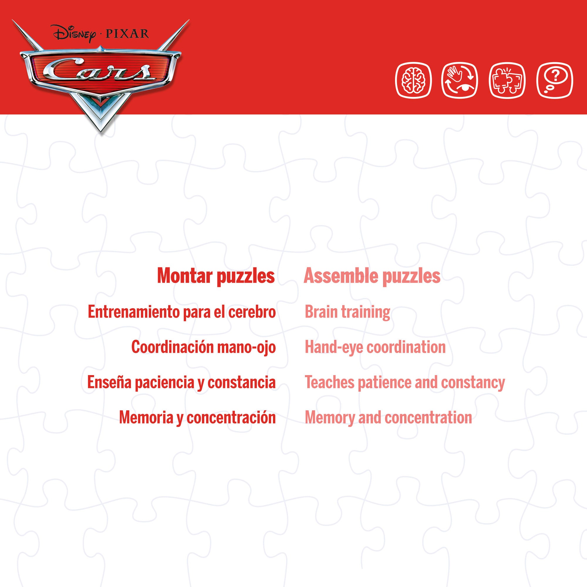 Disney Cars Puzzle doble cara para colorear 108 piezas