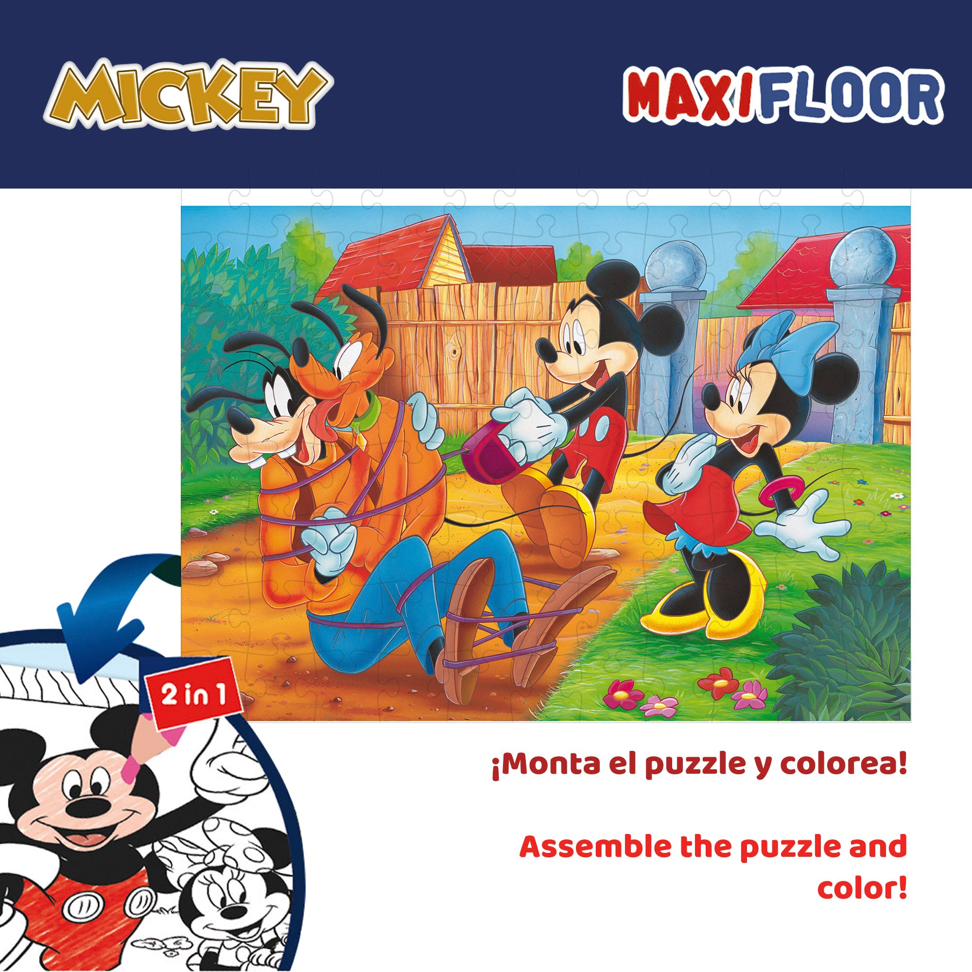 Mickey Puzzle doble cara para colorear 108 piezas