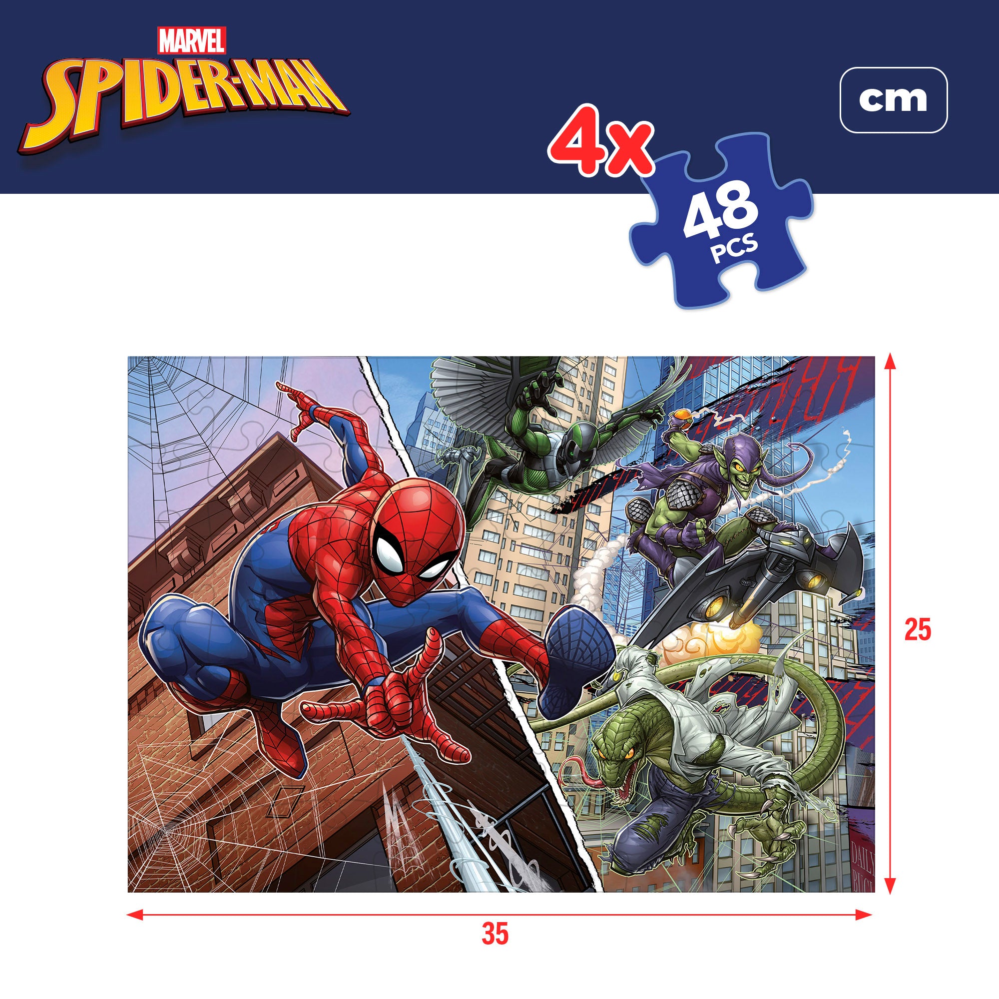 Spider-Man Pack 4 puzzles doble cara para colorear 48 piezas