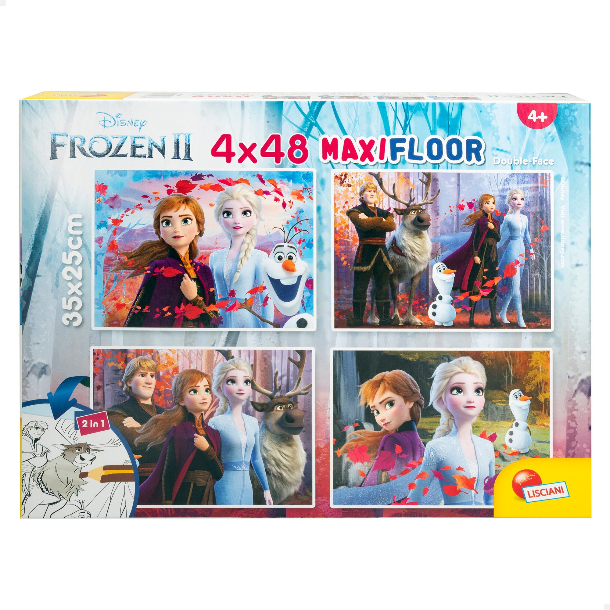 Disney Frozen Pack 4 puzzles doble cara para colorear 48 piezas
