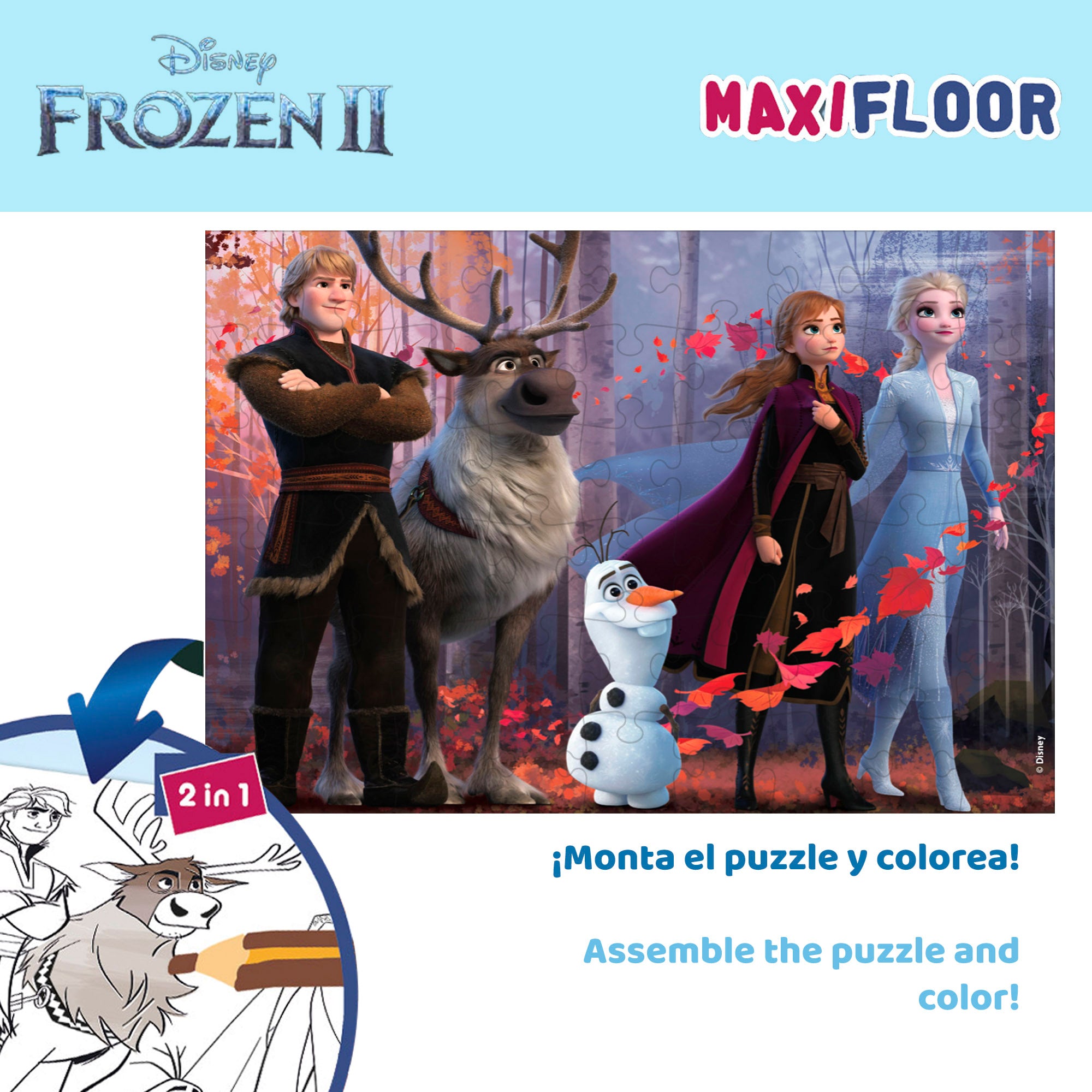 Disney Frozen Pack 4 puzzles doble cara para colorear 48 piezas