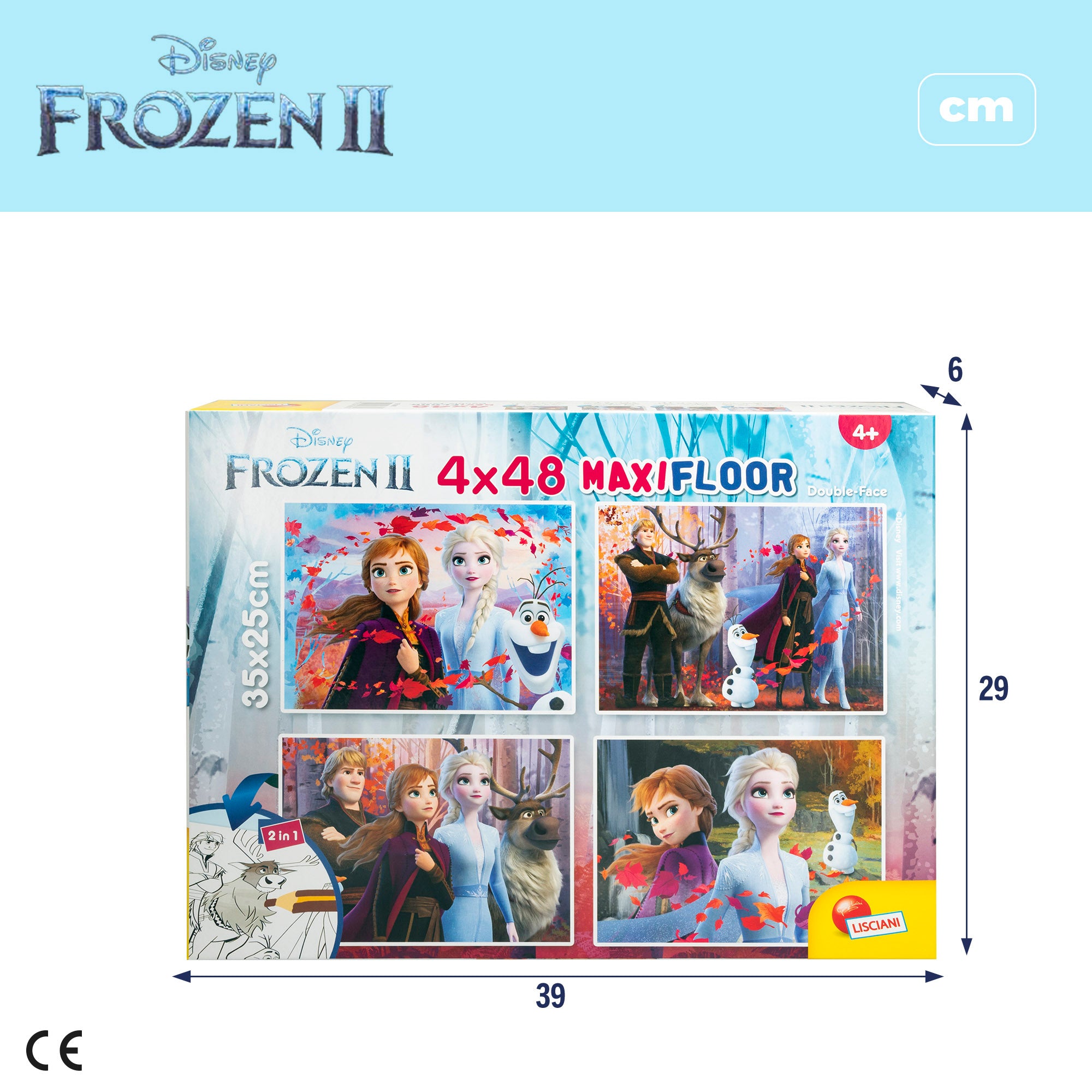 Disney Frozen Pack 4 puzzles doble cara para colorear 48 piezas