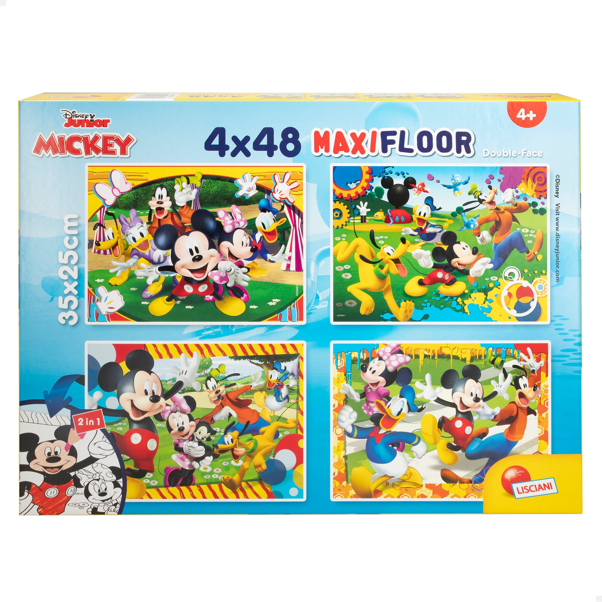 Mickey Pack 4 puzzles doble cara para colorear 48 piezas