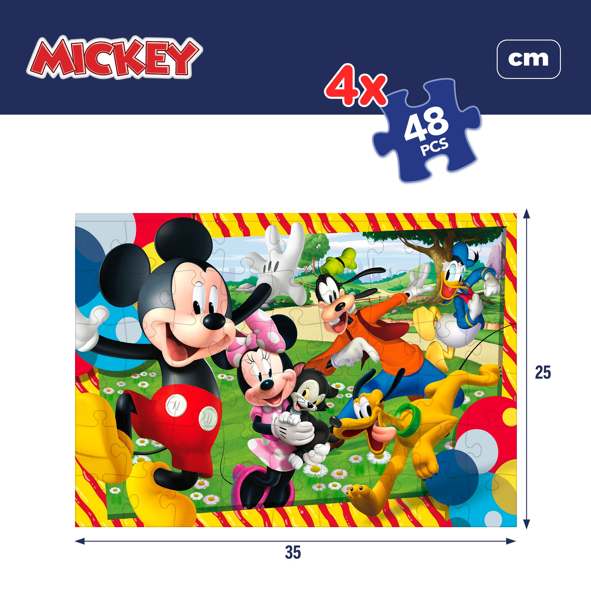 Mickey Pack 4 puzzles doble cara para colorear 48 piezas