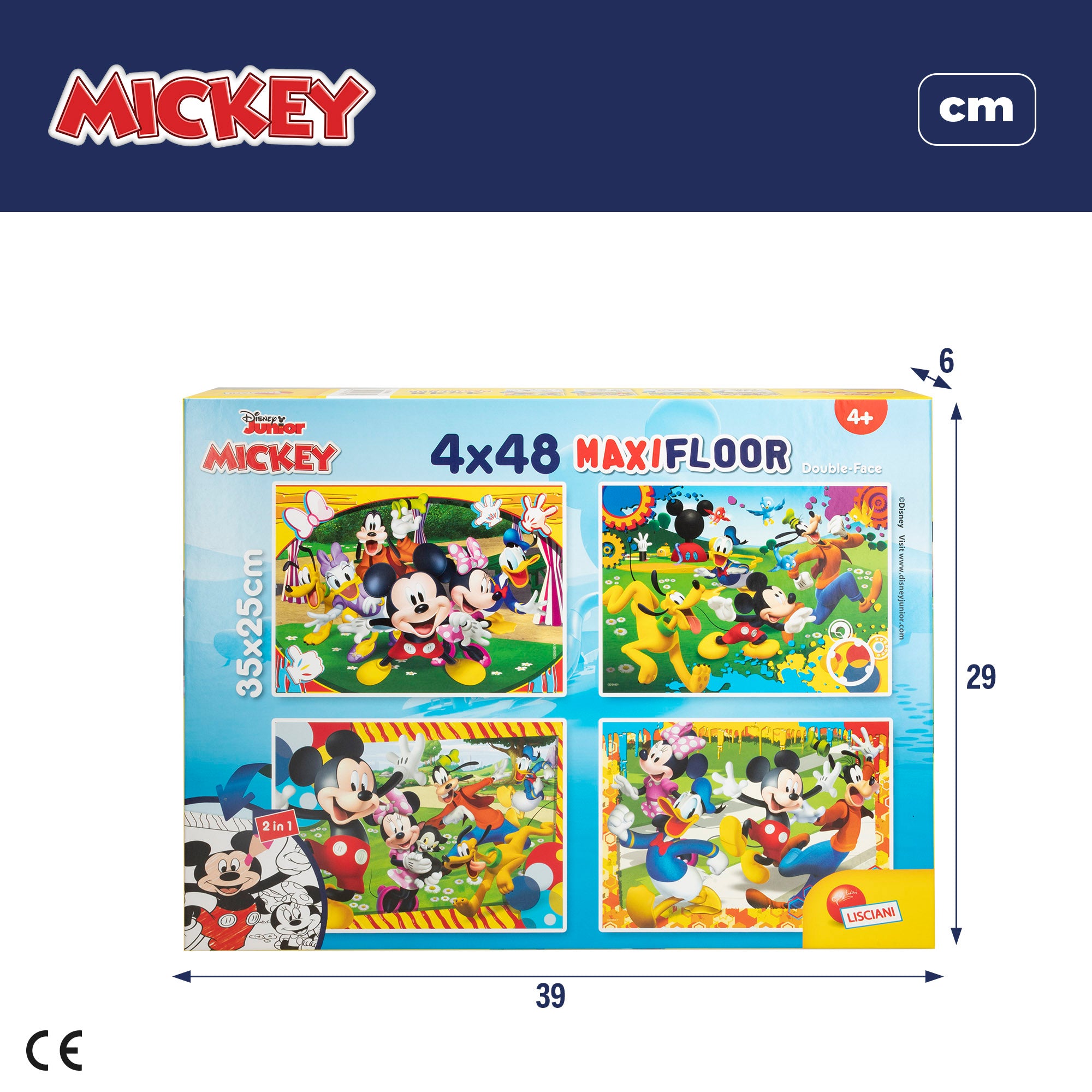 Mickey Pack 4 puzzles doble cara para colorear 48 piezas