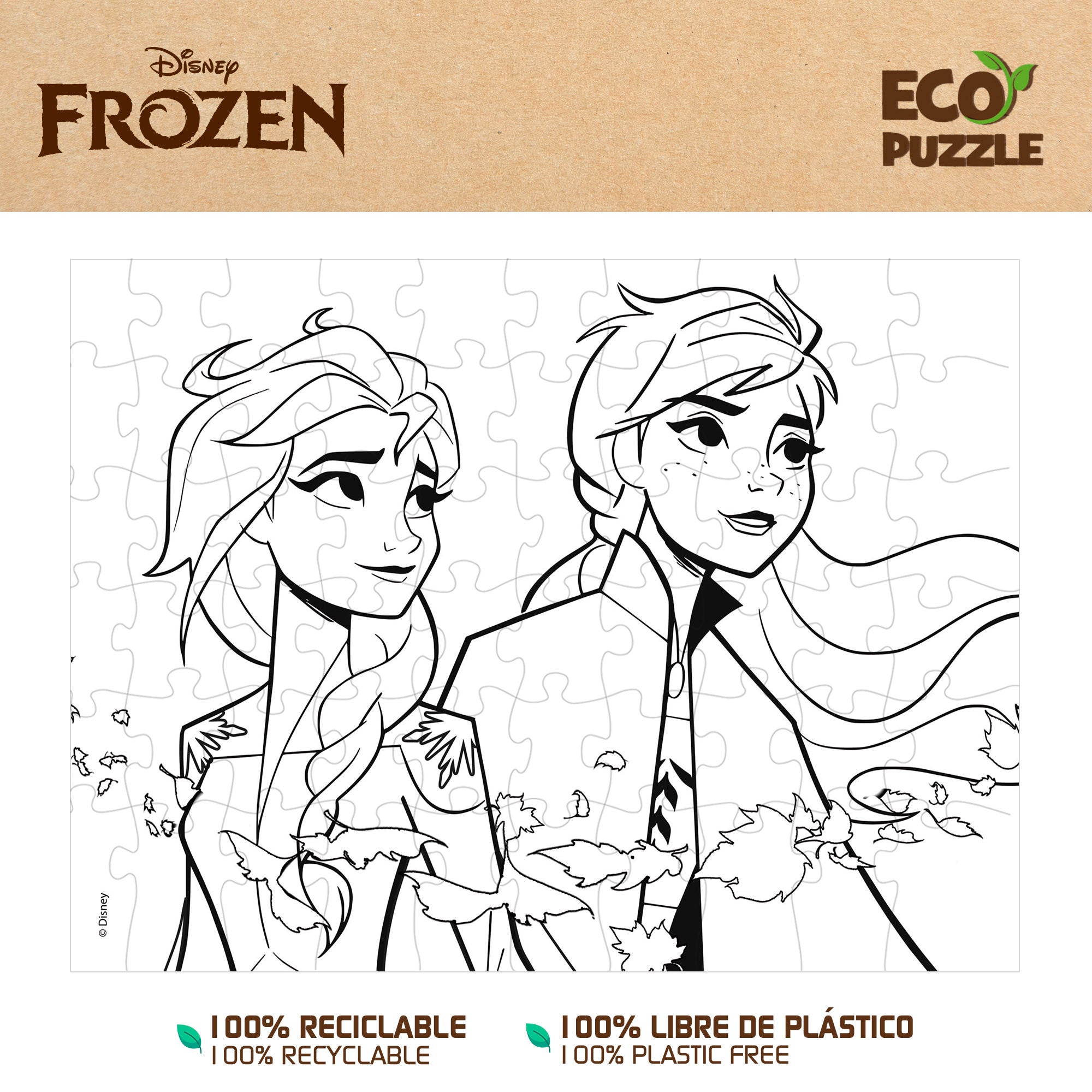 Disney Frozen Puzzle ECO doble cara para colorear 60 piezas grandes