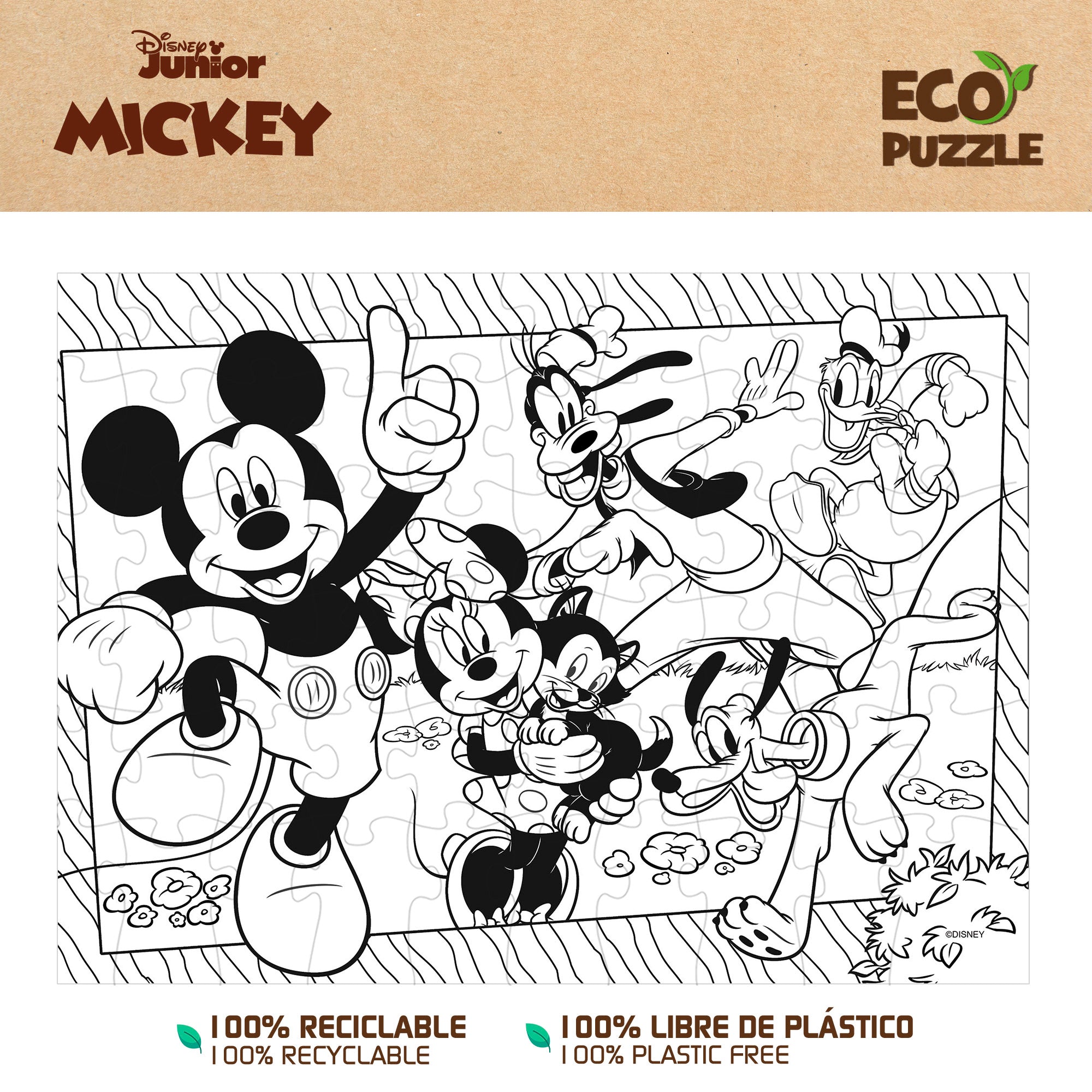 Disney Mickey Puzzle ECO doble cara para colorear 60 piezas grandes