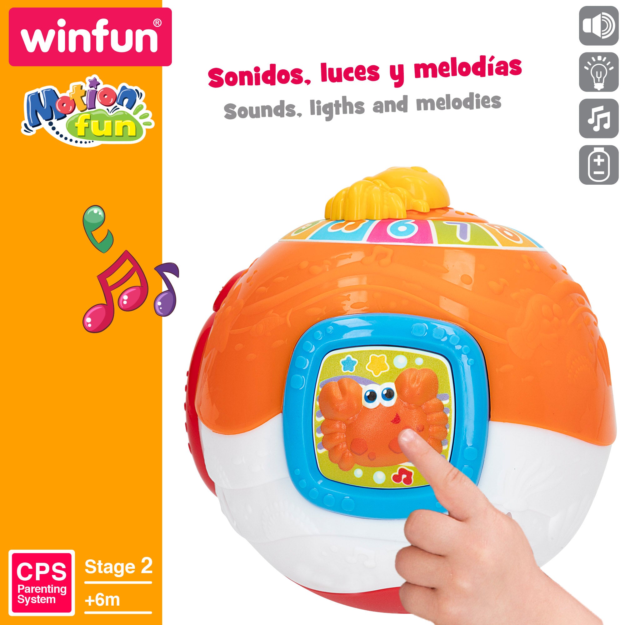 Winfun Pelota para bebés interactiva con sonidos y melodías