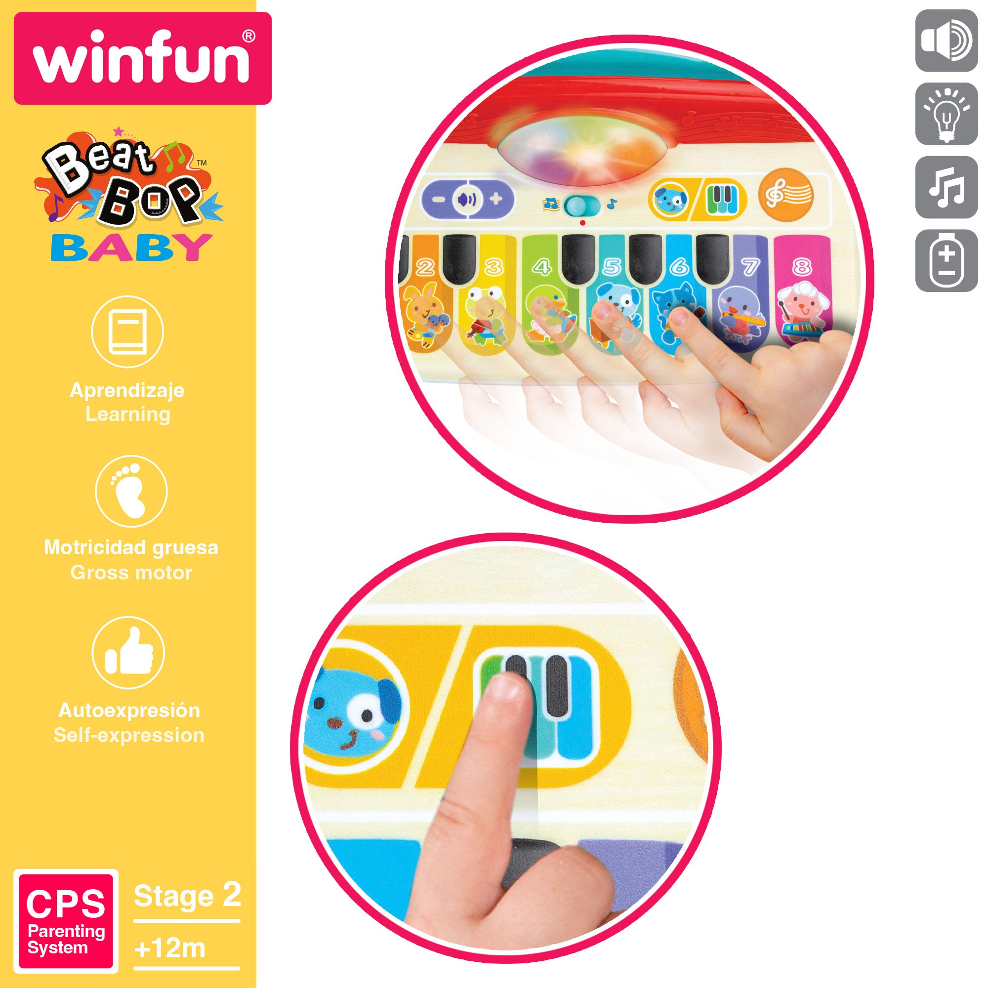 Winfun Piano bebé táctil con luz, sonido y melodías