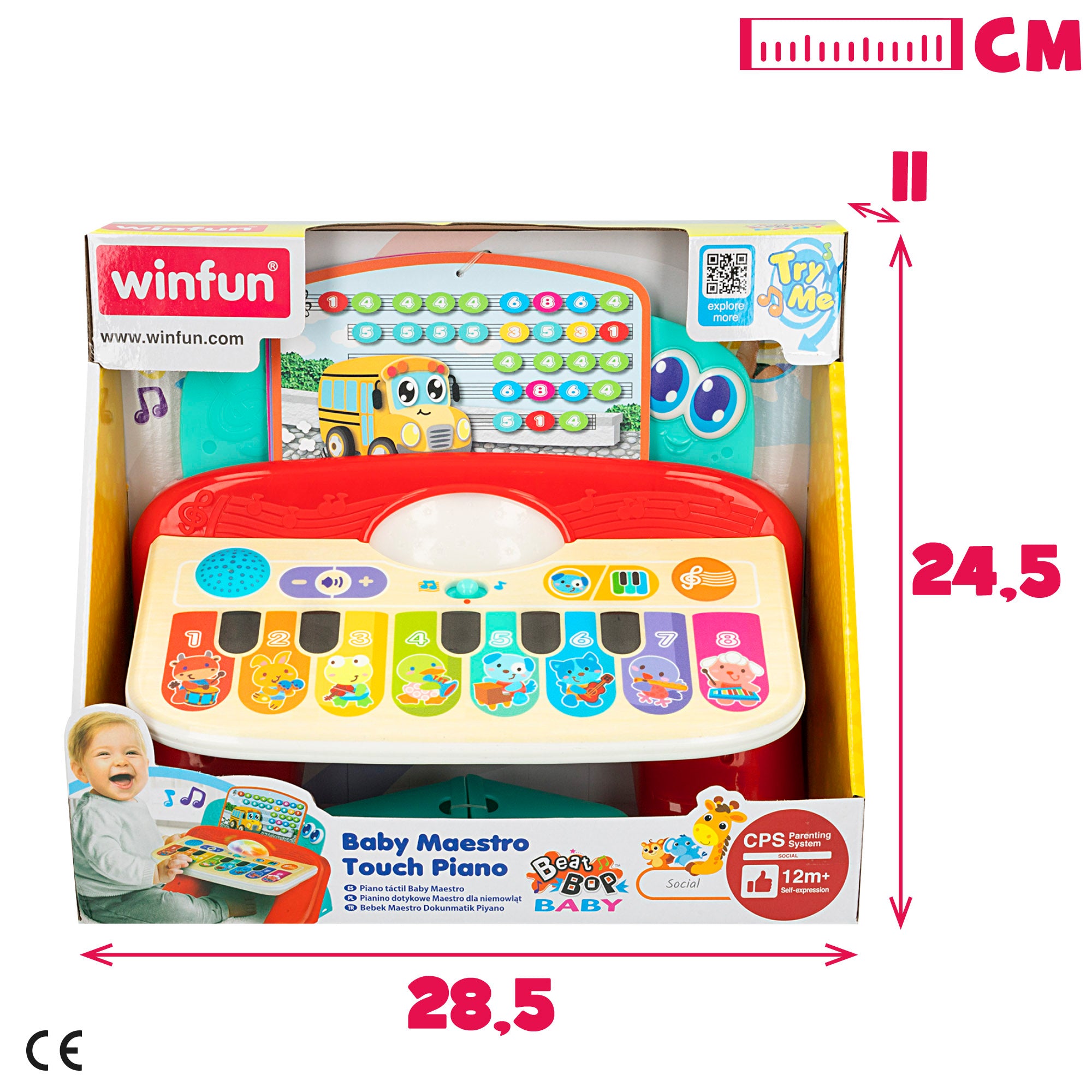 Winfun Piano bebé táctil con luz, sonido y melodías