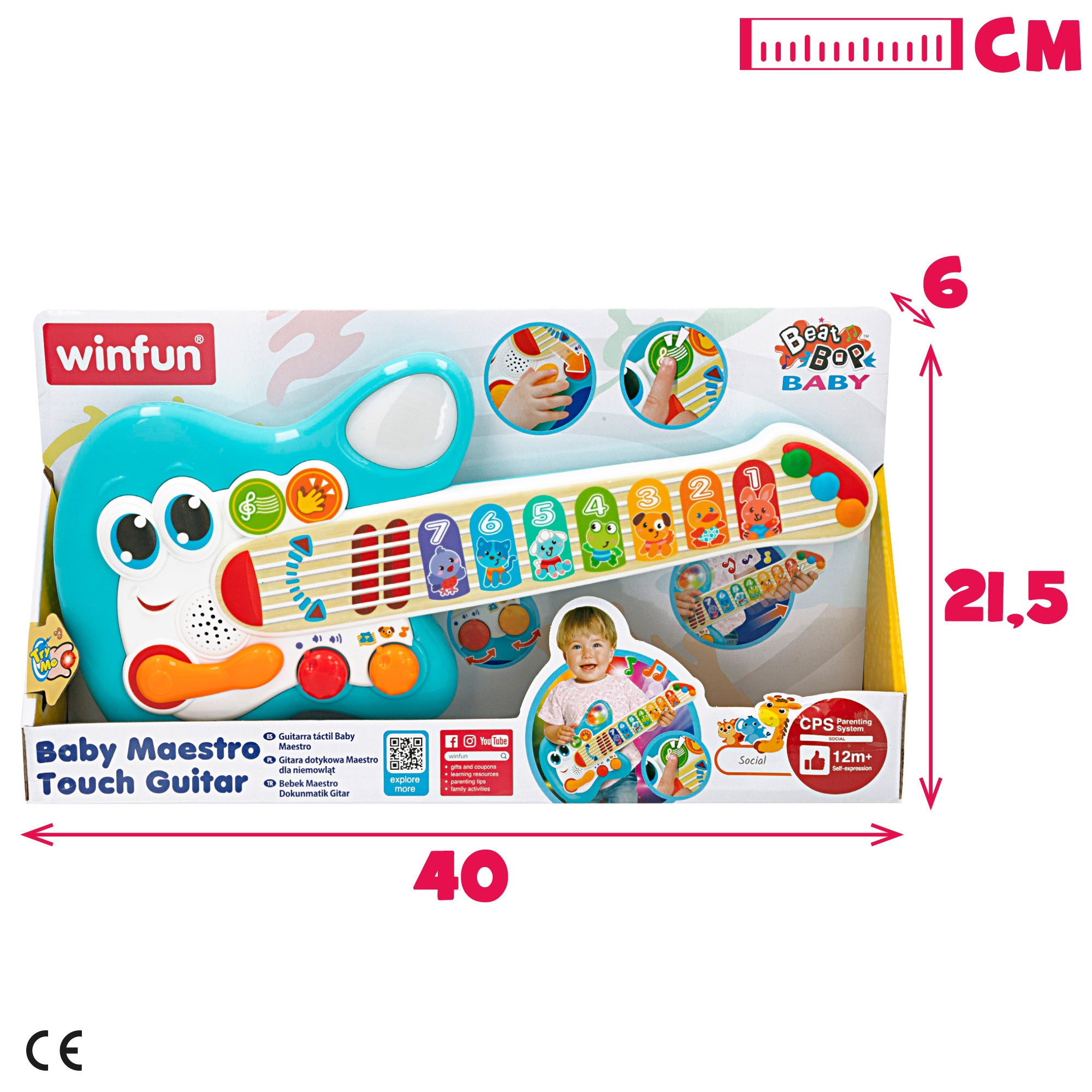 Winfun Guitarra bebé táctil con luz, sonido y melodías