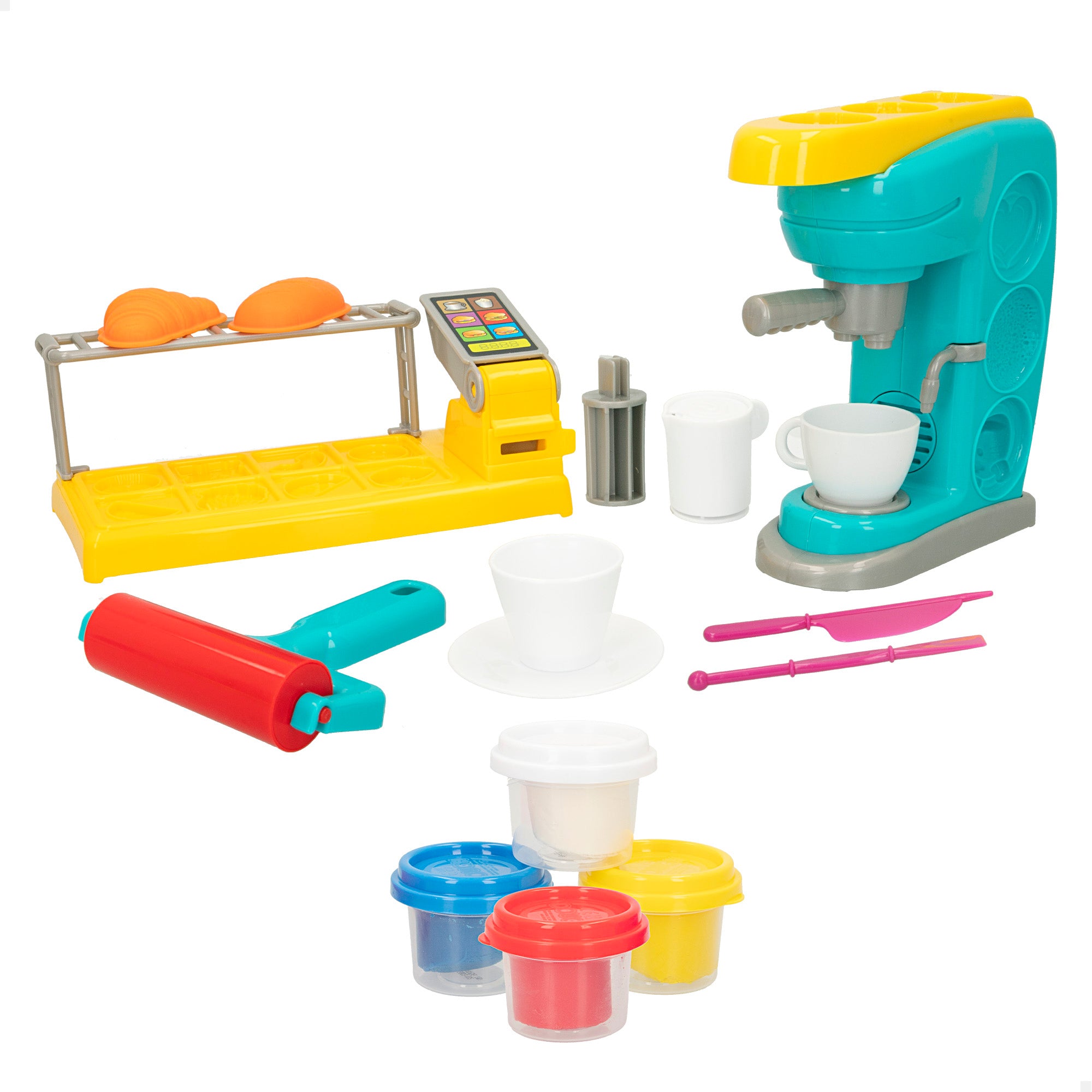 PLAY Juego de plastilina con cafetera, moldes y accesorios