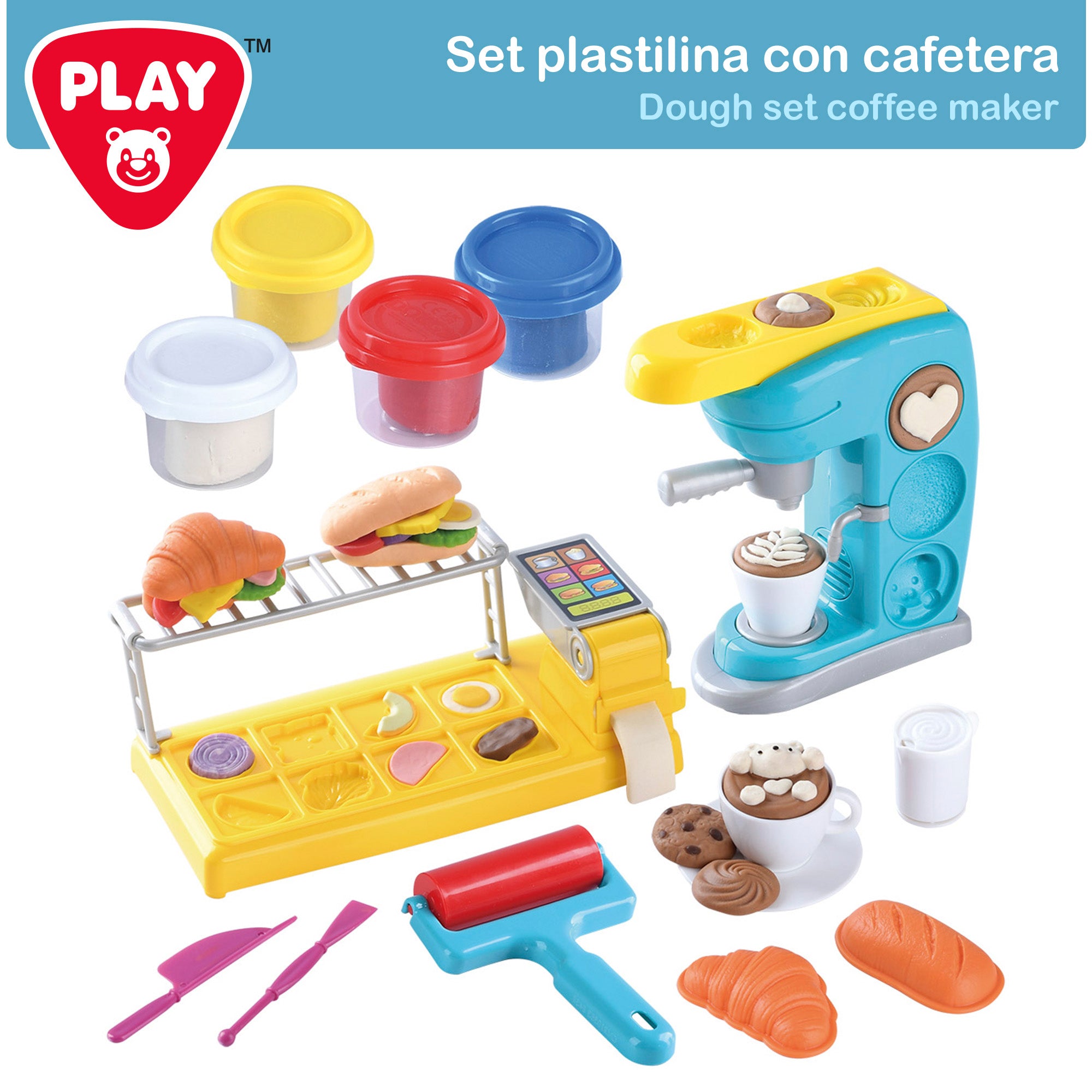 PLAY Juego de plastilina con cafetera, moldes y accesorios