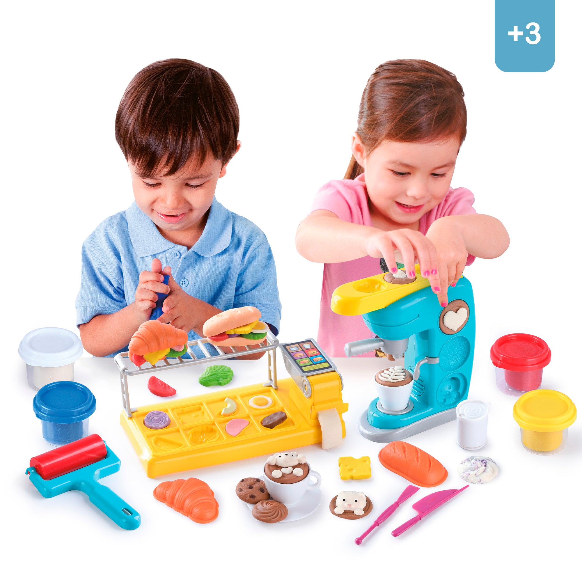 PLAY Juego de plastilina con cafetera, moldes y accesorios
