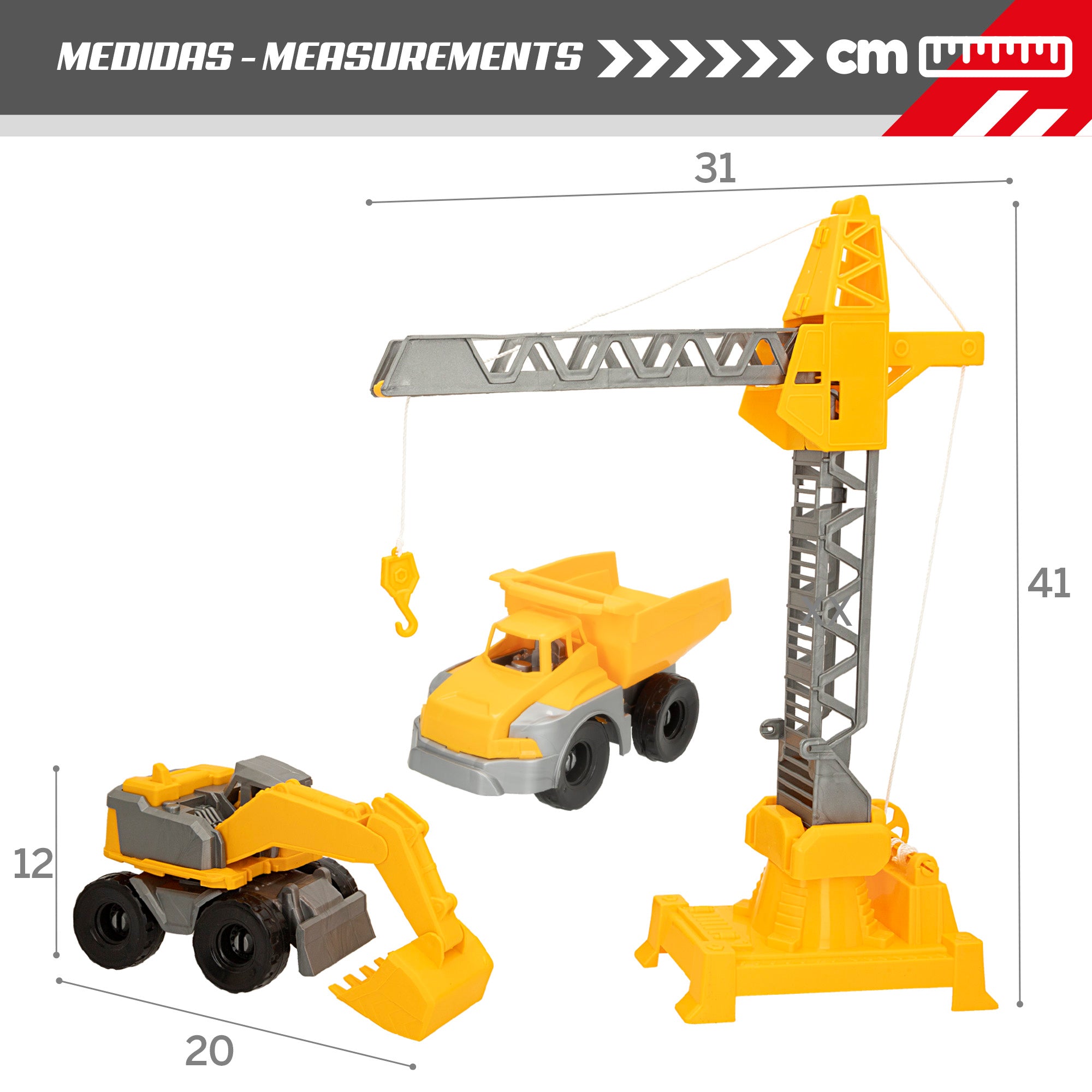 Set 2 vehículos y 2 máquinas construcción COLORBABY