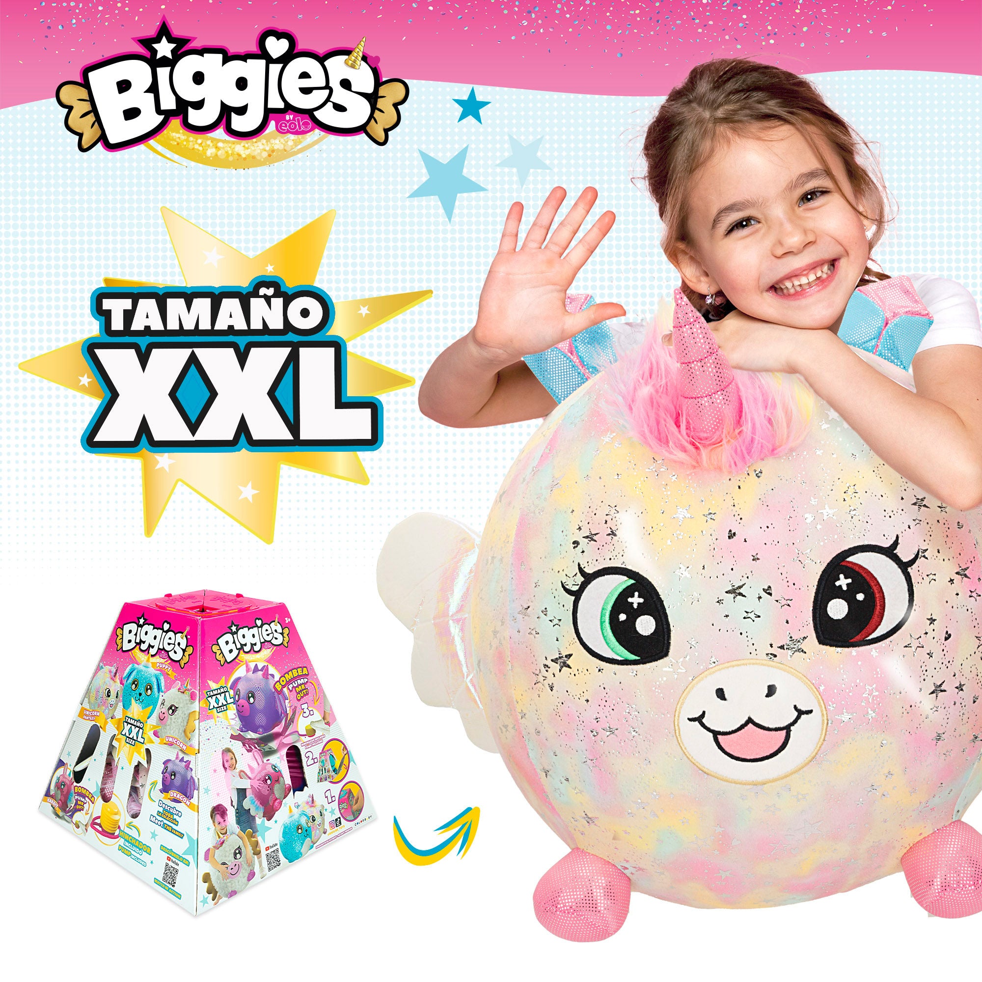 Biggies Peluche hinchable XXL unicornio fantasía