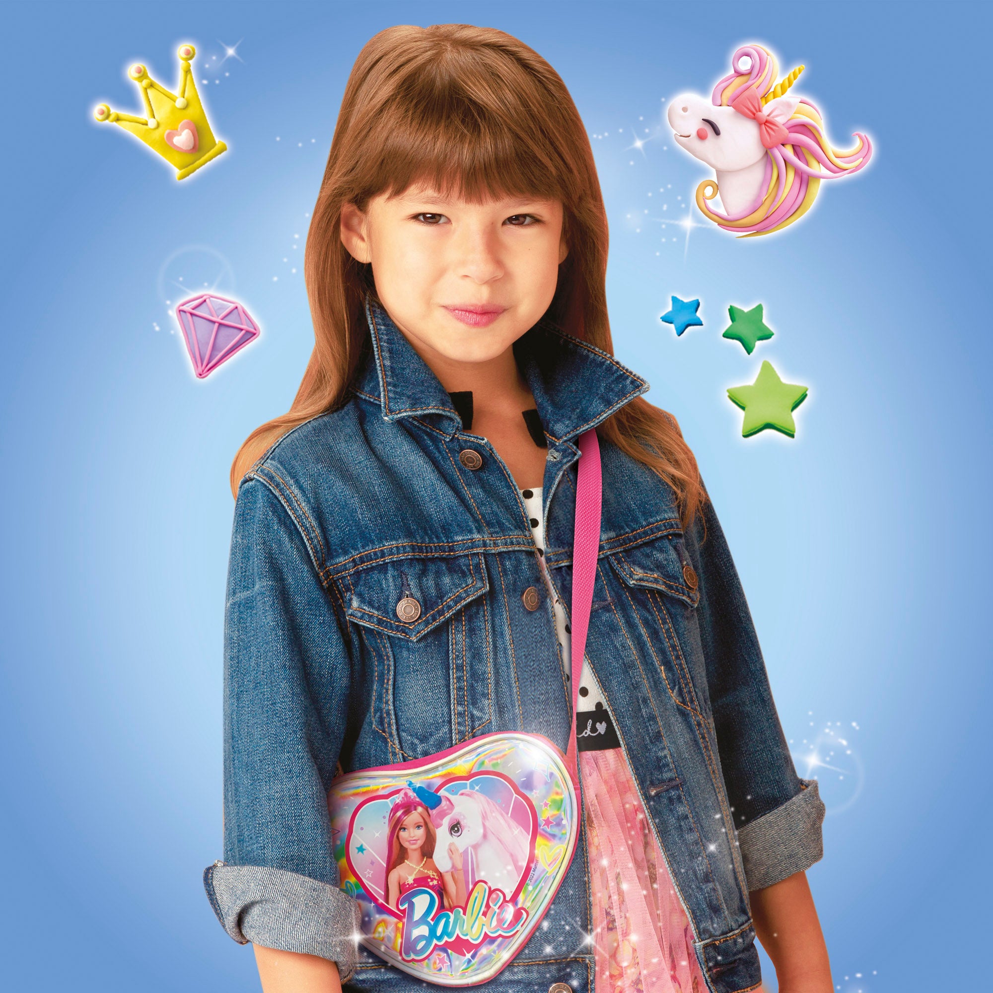 Barbie Bolso corazón brillante con plastilina y moldes