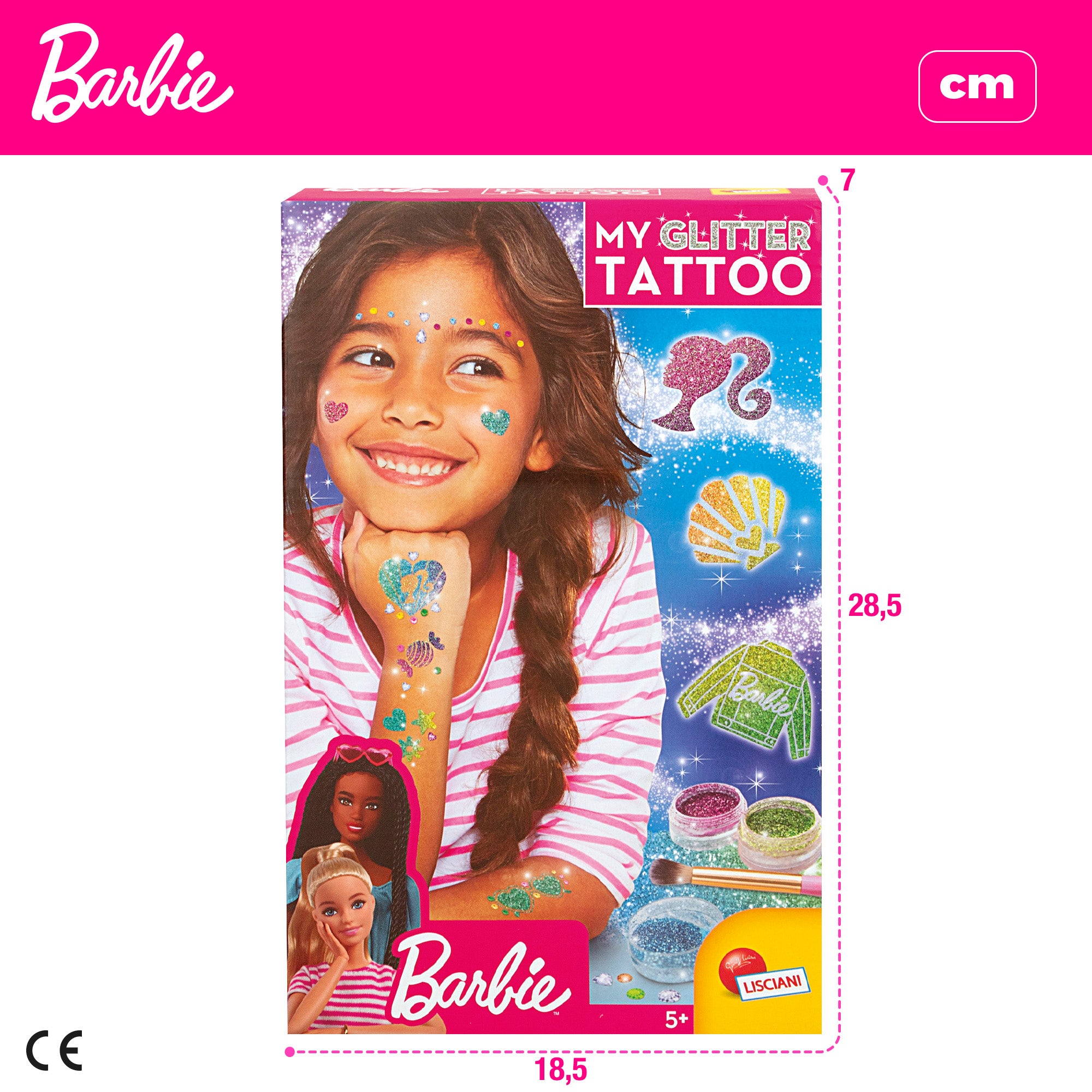 Barbie Estudio de tatuajes brillantes con plantillas y gemas adhesivas