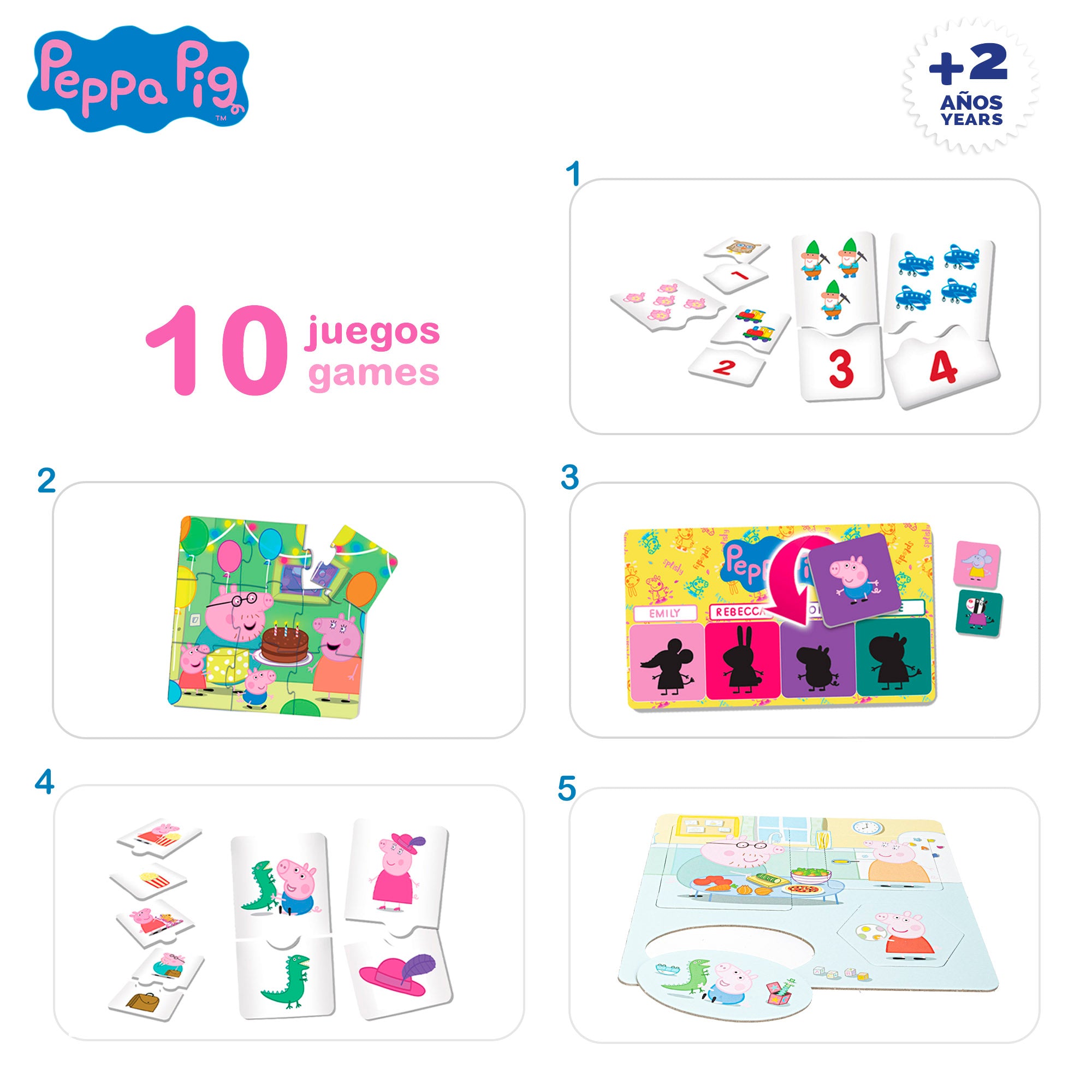 Peppa Pig Juegos de mesa 10 en 1