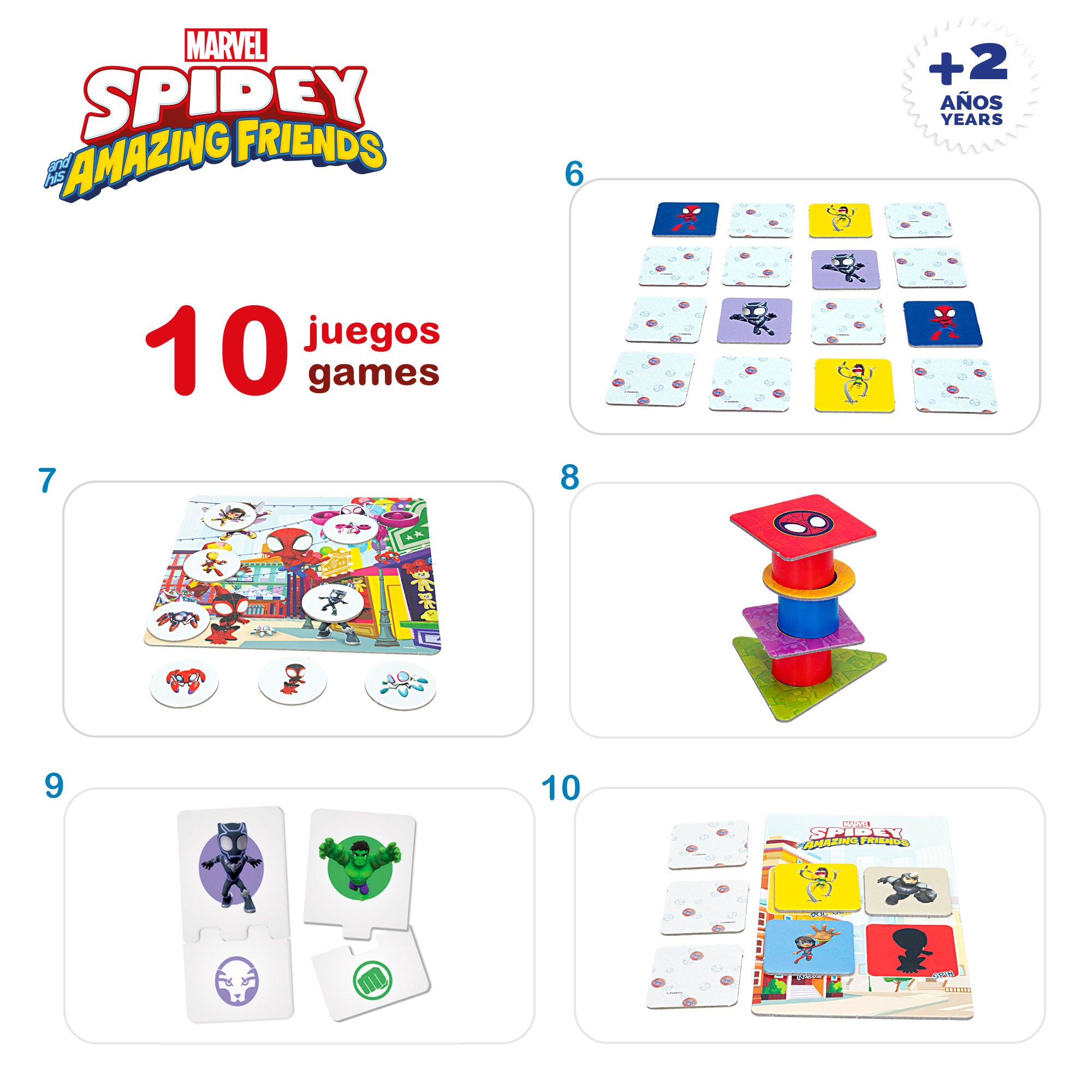 Spidey y su superequipo Juegos de mesa 10 en 1
