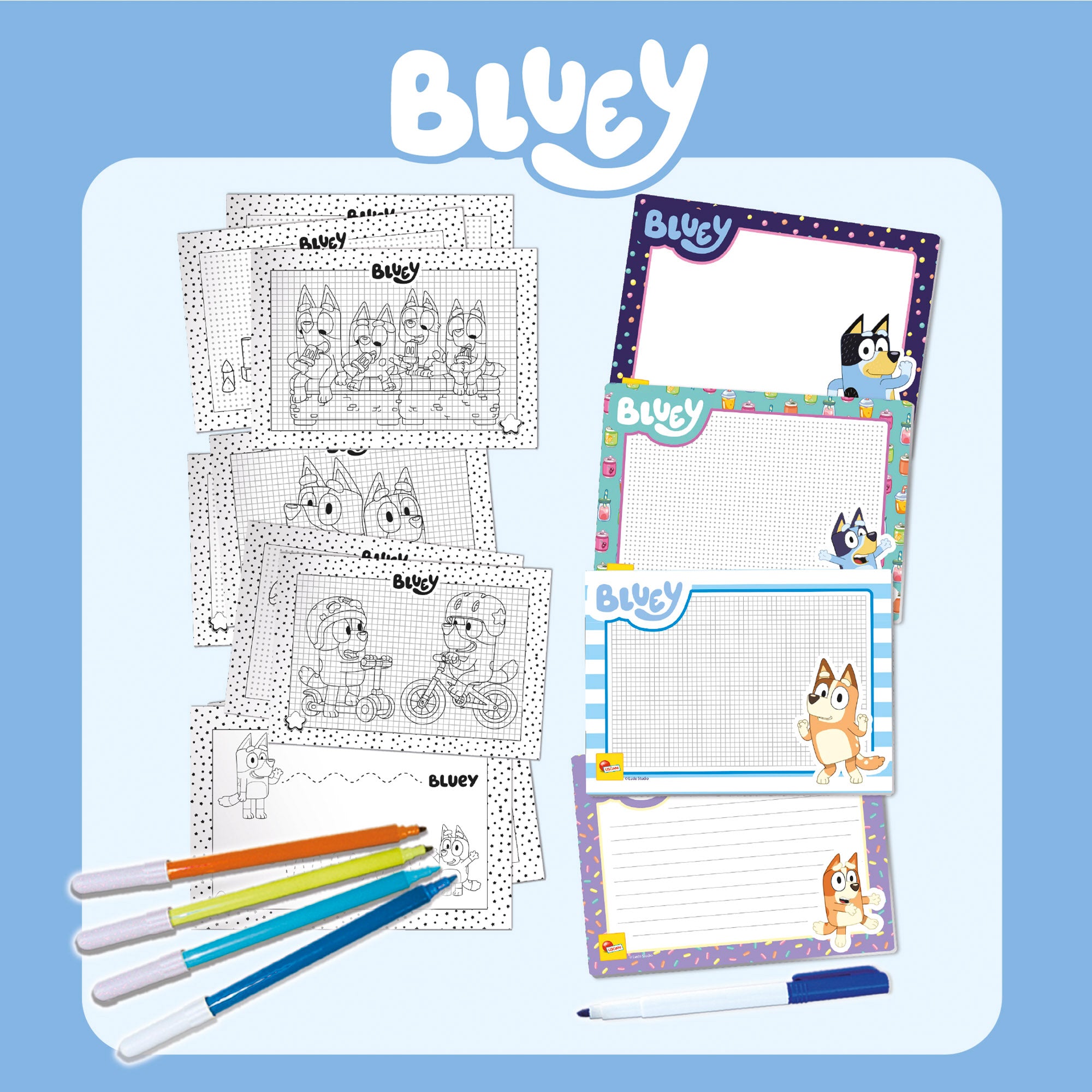 Bluey Escuela de dibujo Bluey con personajes para colorear