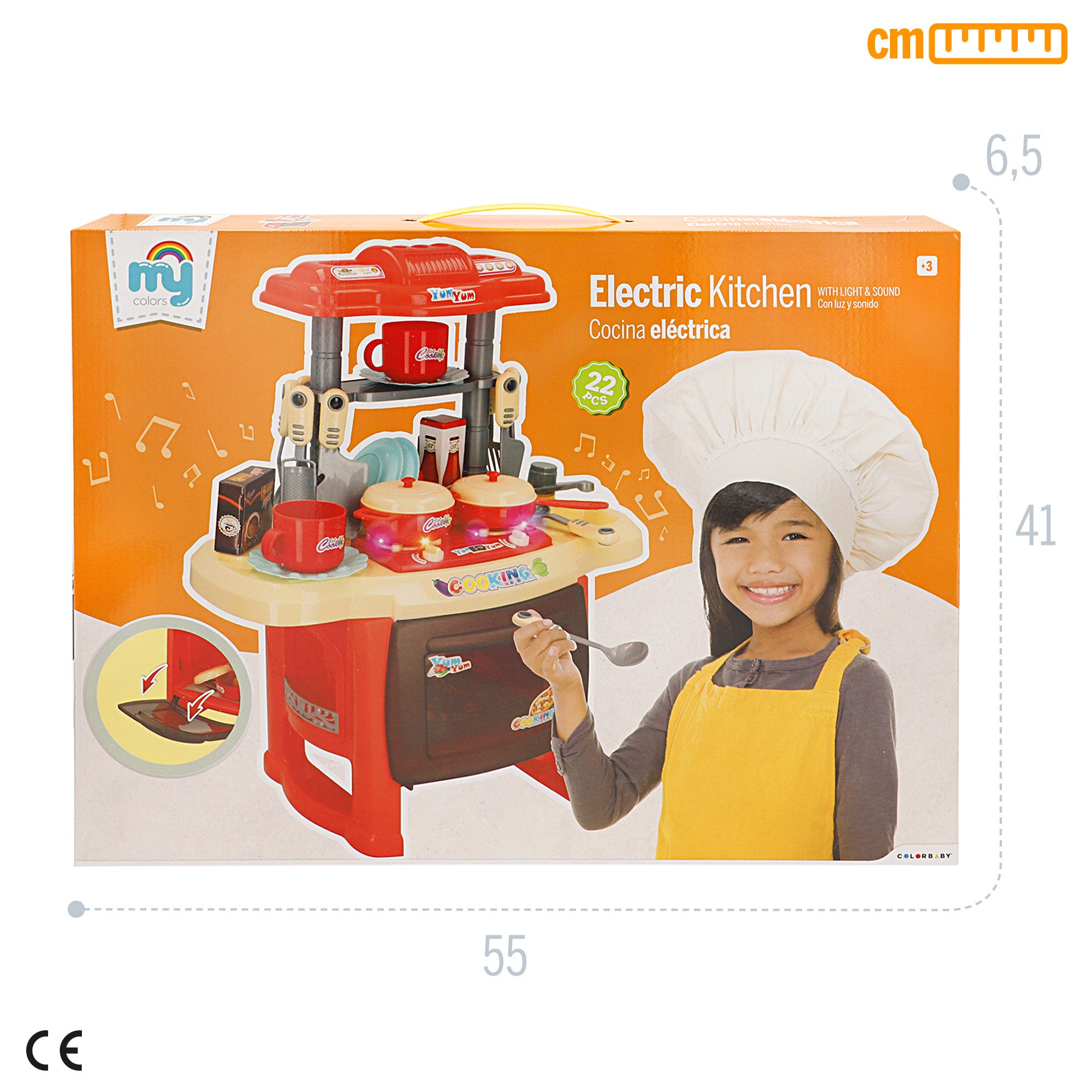 Mini cocinita eléctrica con luz y sonido y 20 accesorios My colors