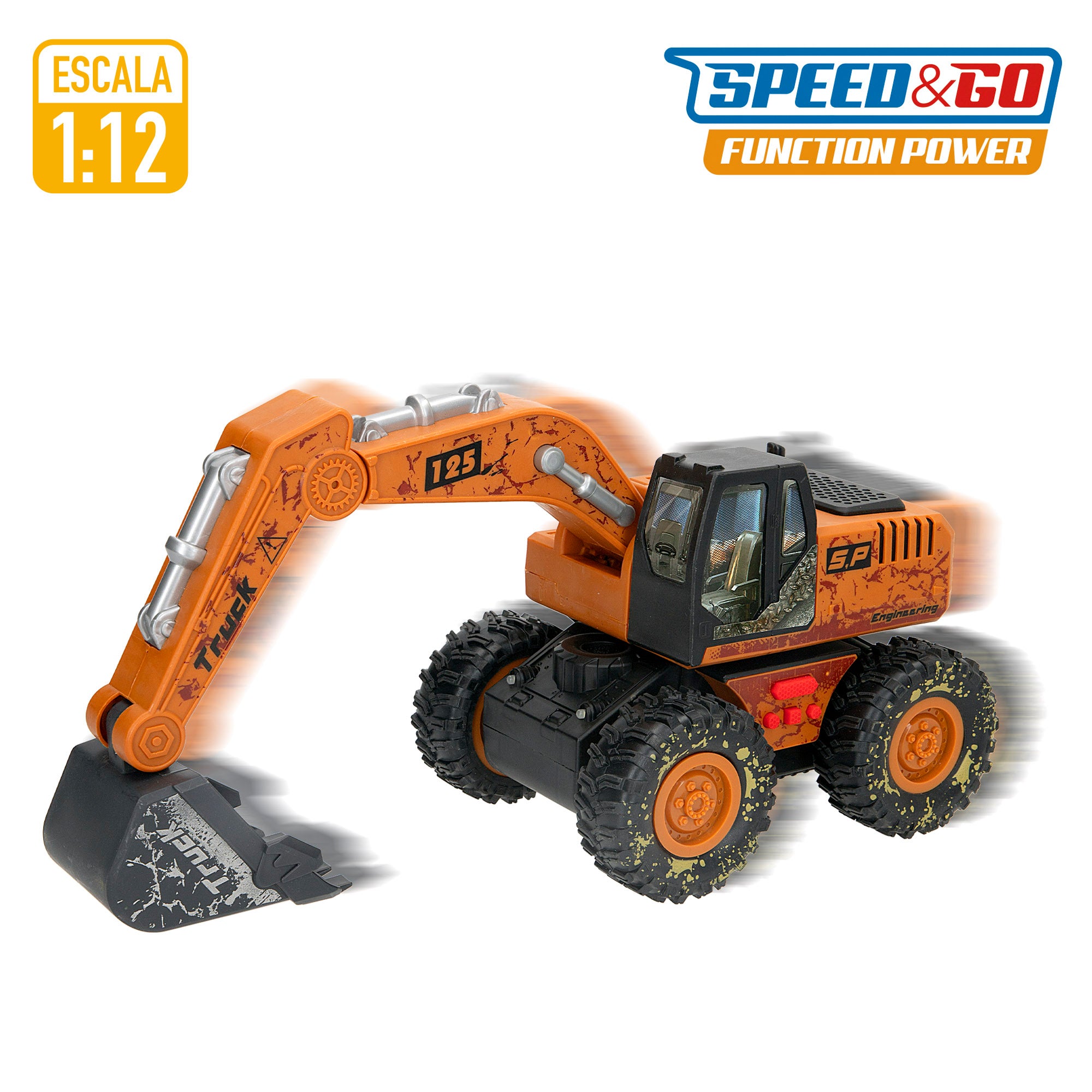 Excavadora juguete 26 cm con luz y sonido Speed & Go