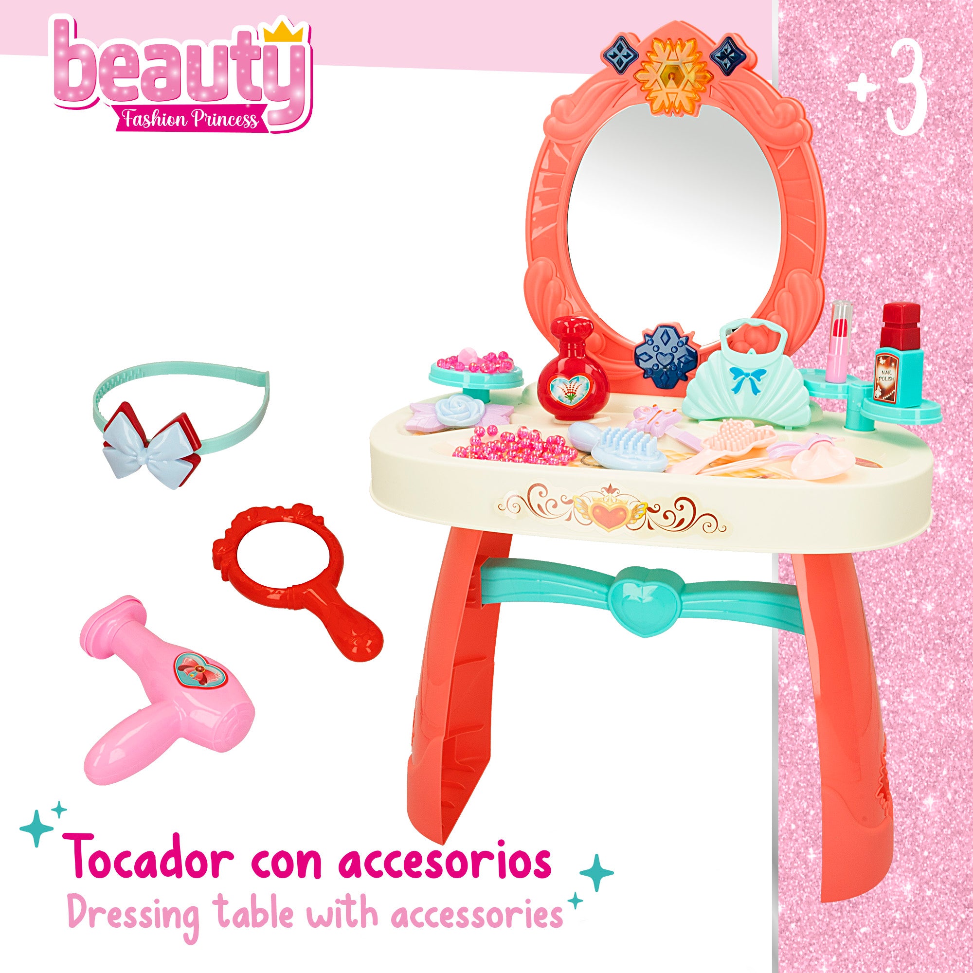Tocador infantil con accesorios, luz y sonido Beauty Fashion Princess