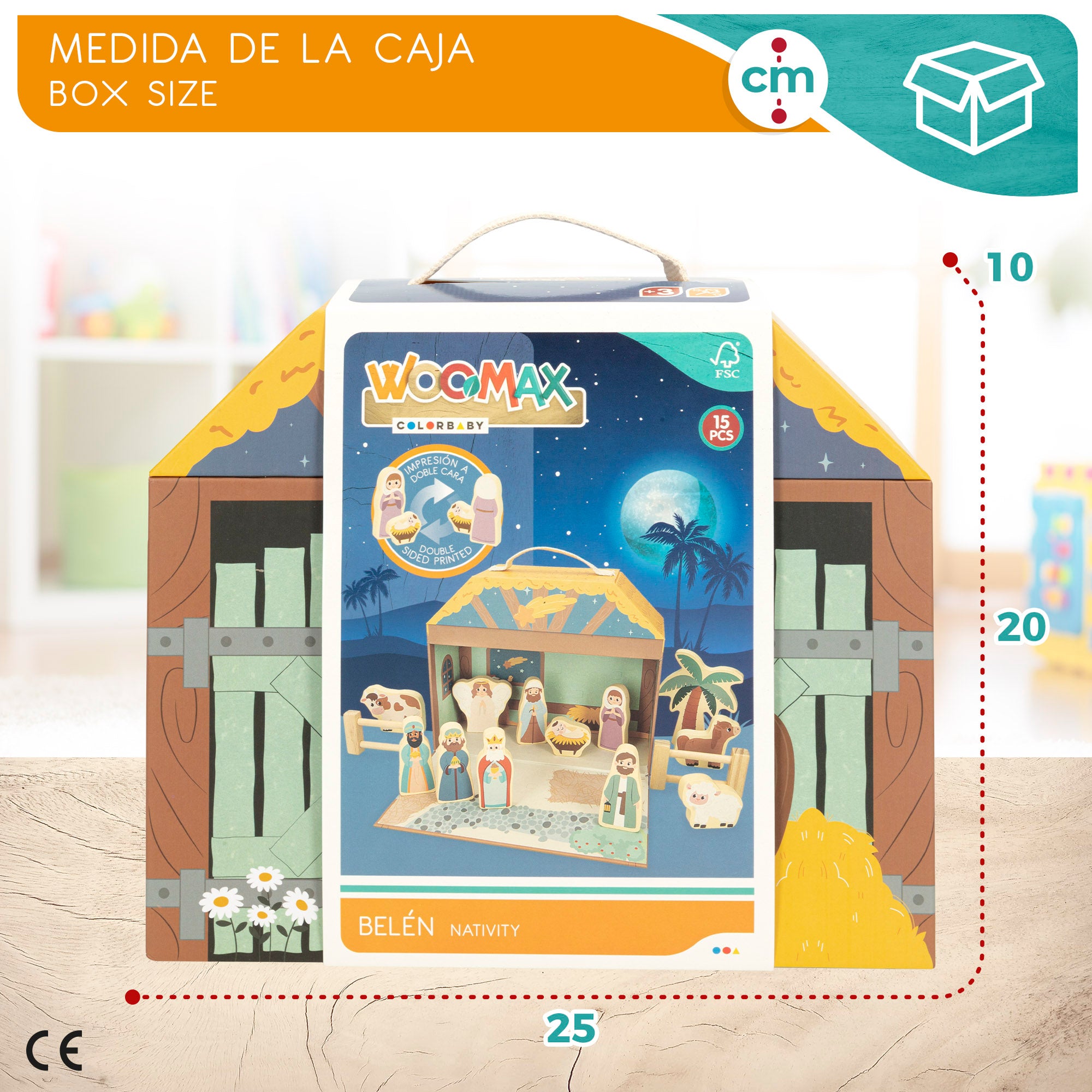 WOOMAX Belén de madera 15 piezas