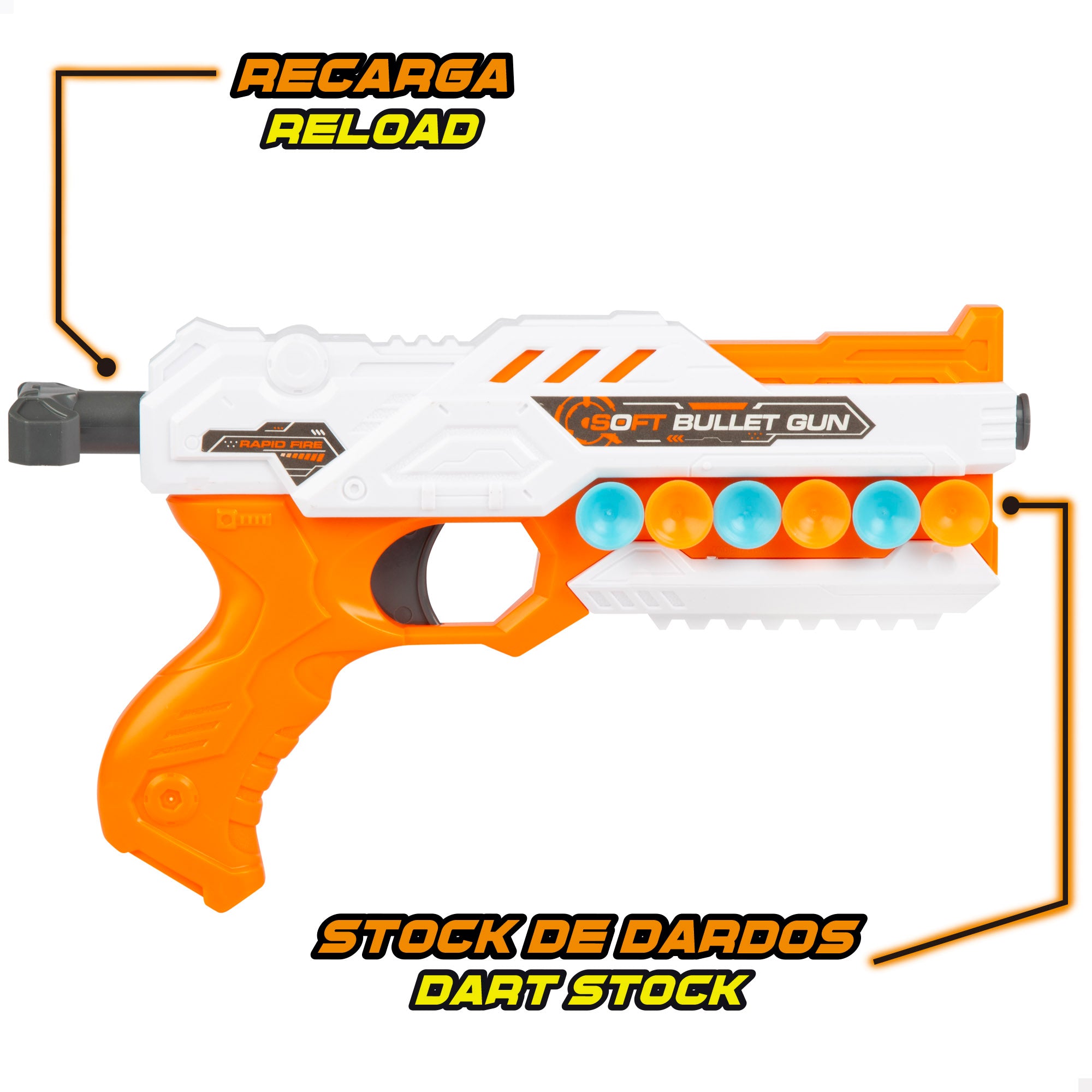 Pistola de juguete con 12 dardos y diana Speed Shoot Warriors