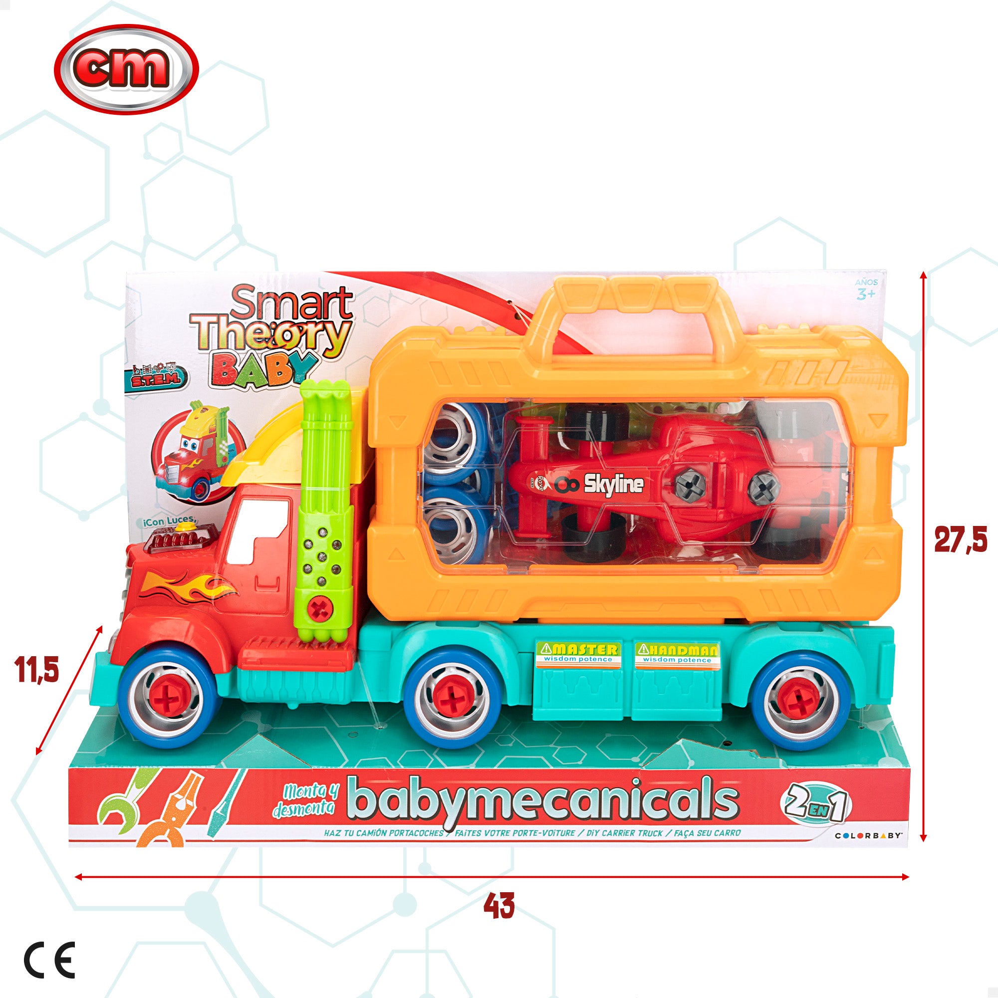 Camión portavehículos y caja de herramientas 2 en 1 con luz y sonido Smart Theory