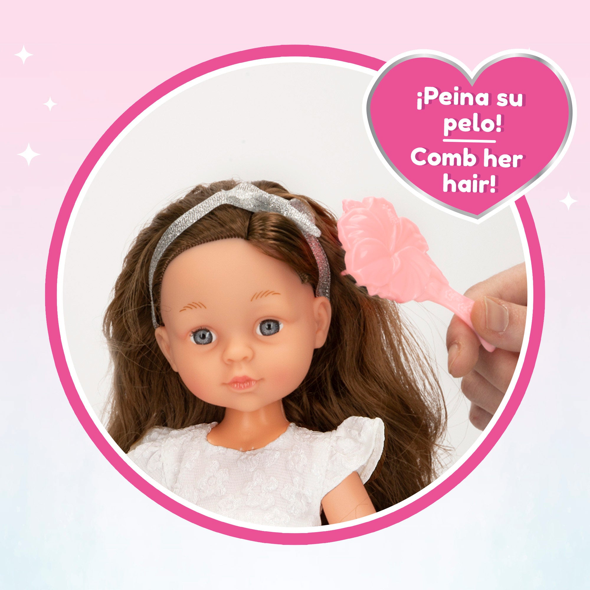 Muñeca fiesta 32 cm con peine Mara