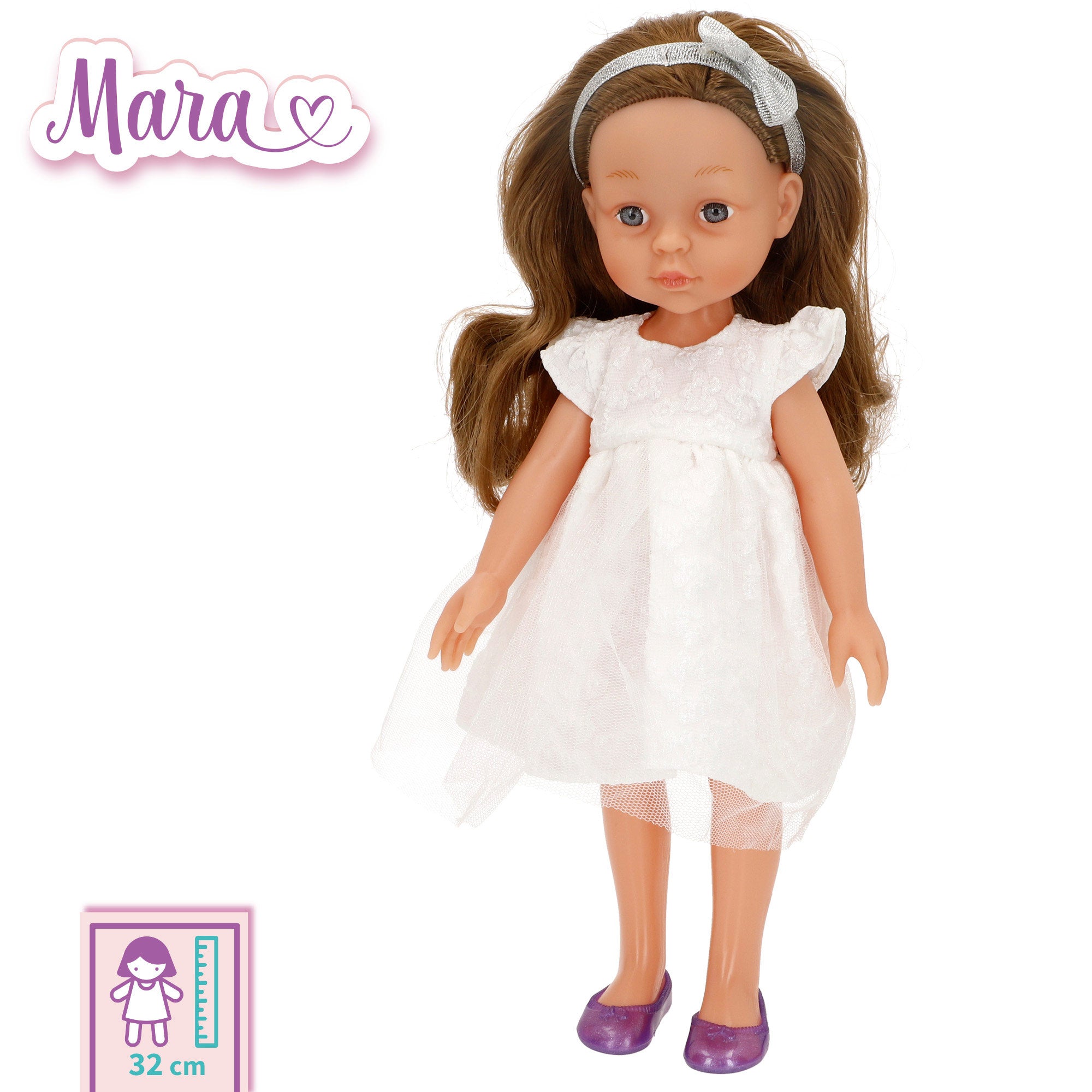 Muñeca fiesta 32 cm con peine Mara