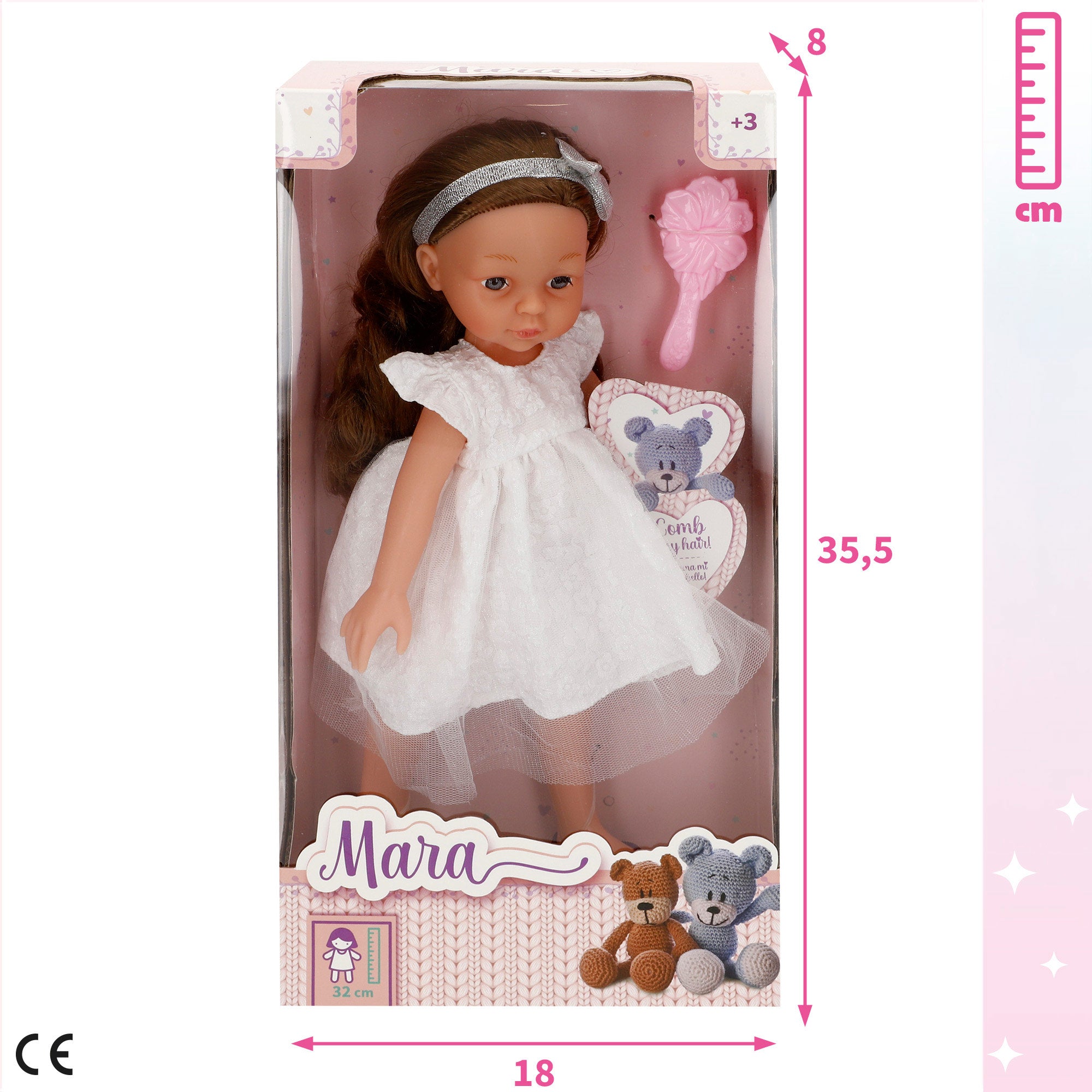 Muñeca fiesta 32 cm con peine Mara