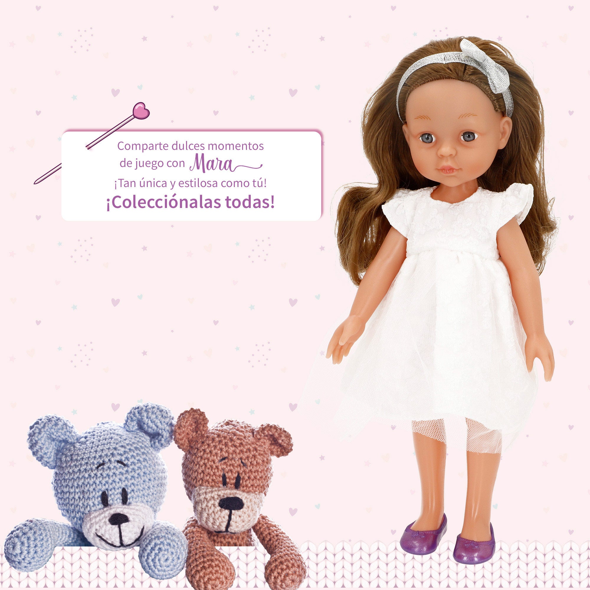 Muñeca fiesta 32 cm con peine Mara