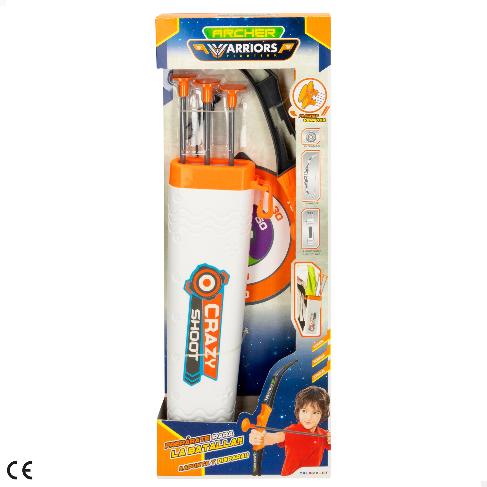 Set arco y flechas 50 cm con dianas y funda Warriors