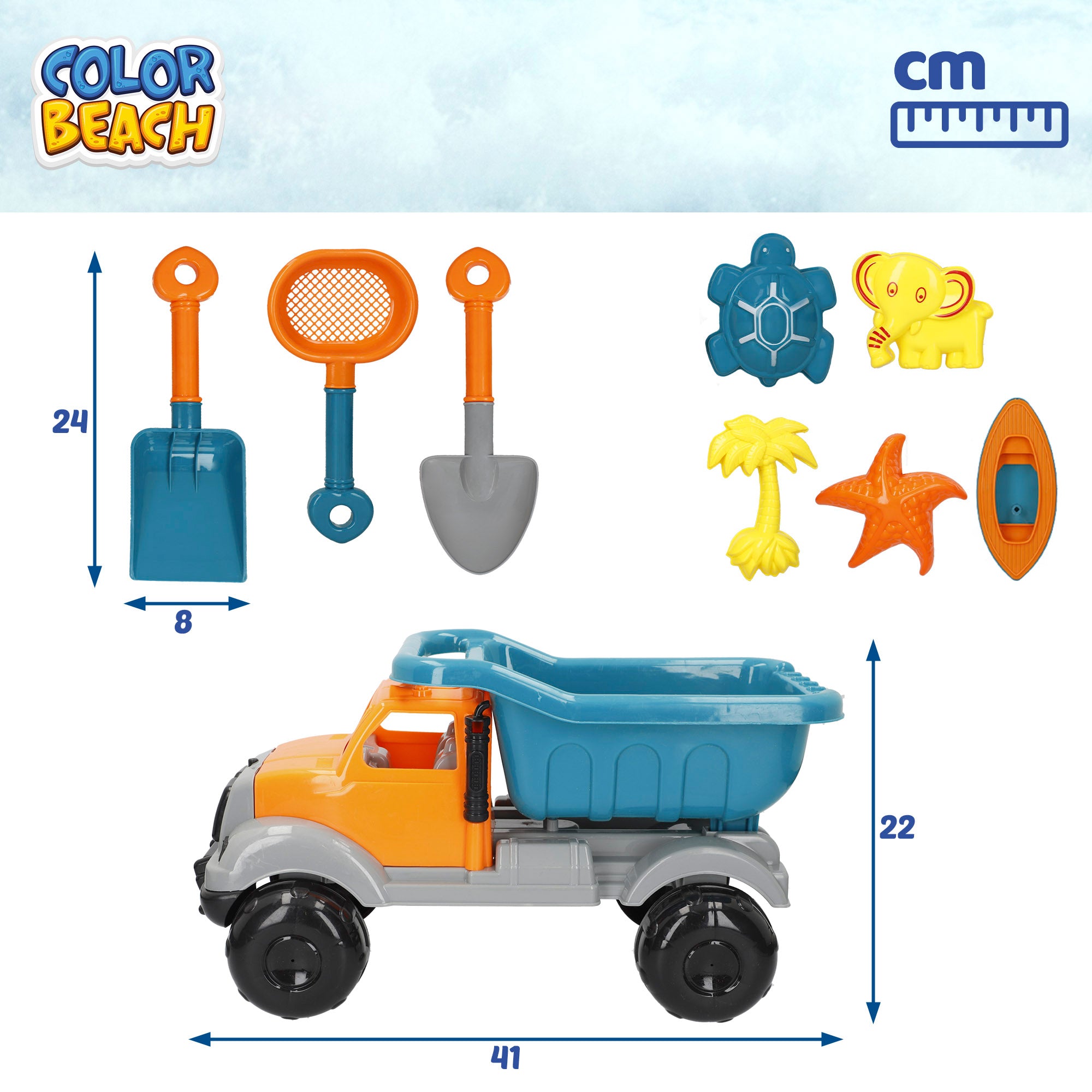 Set juguetes de playa camión con accesorios Color Beach