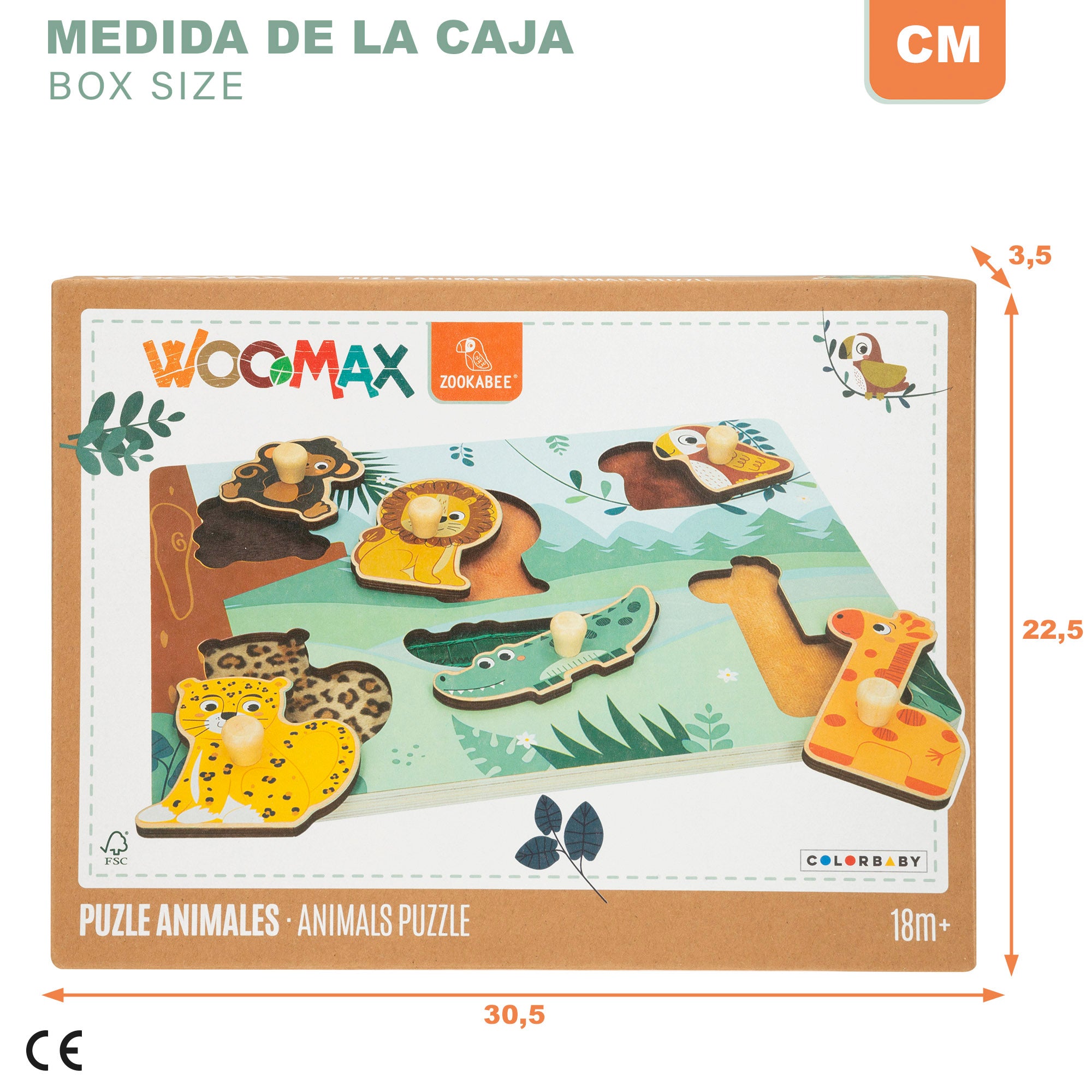 WOOMAX Zookabee Puzle madera animales con texturas