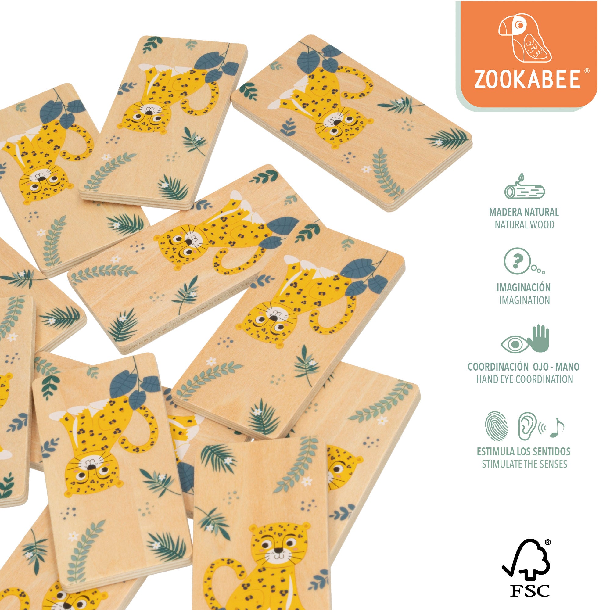 WOOMAX Zookabee Dominó de madera animales de la selva